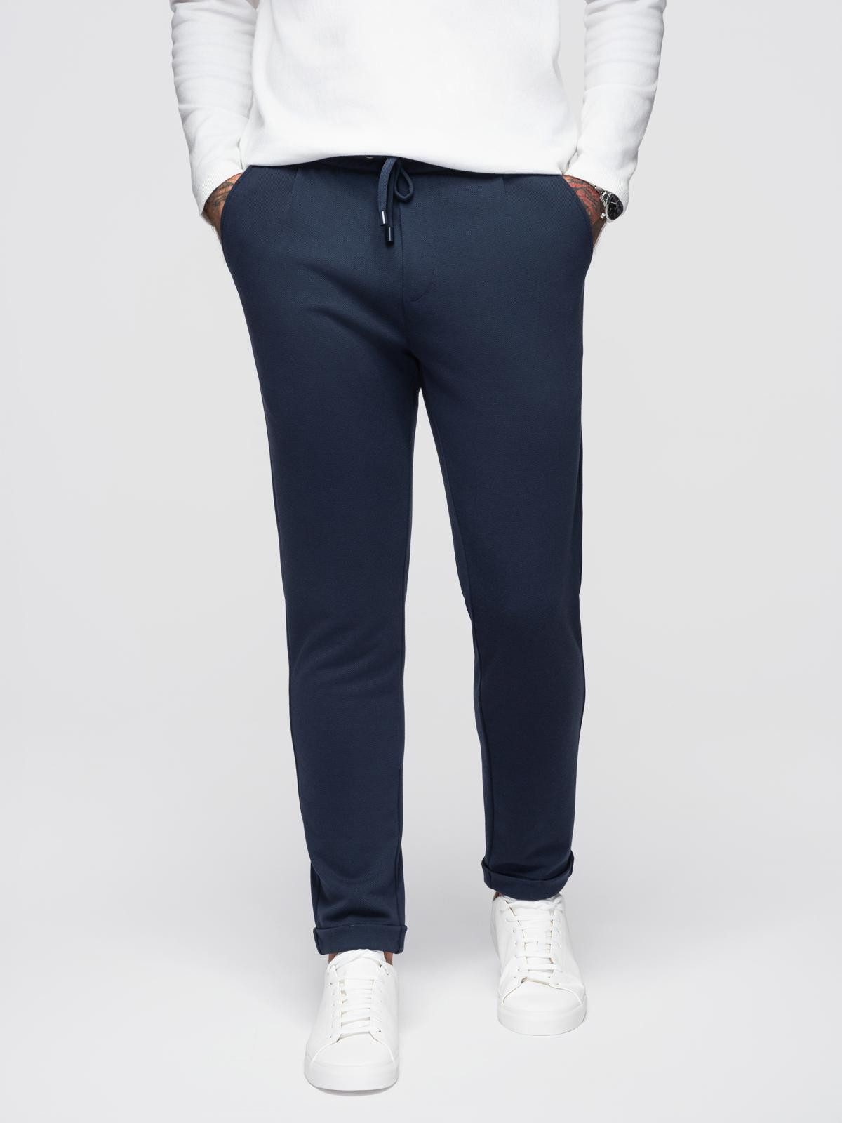 Chinohose Herrenhose aus Piqué-Strick mit verstellbarem Bund