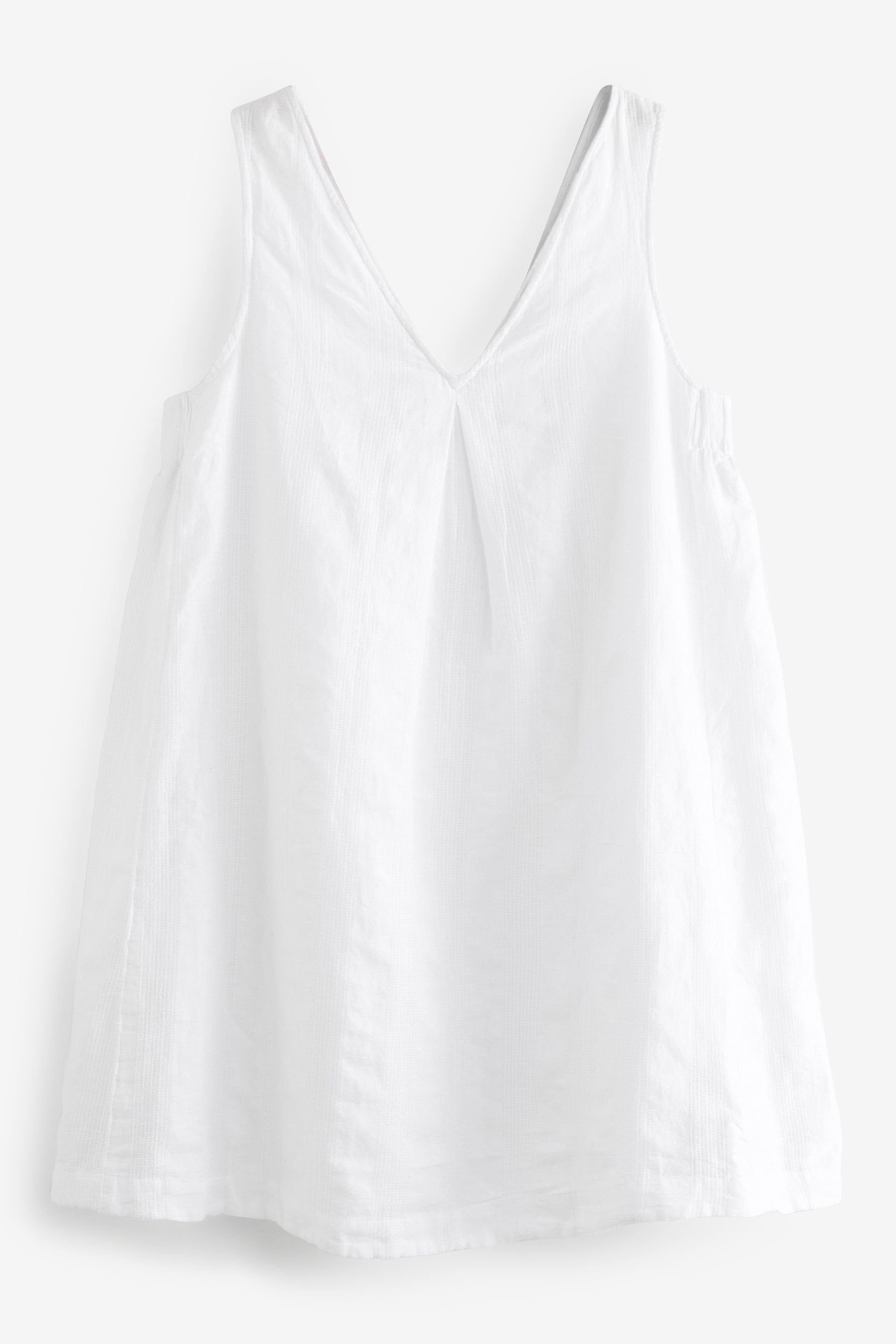 Next Sommerkleid Minikleid aus Leinenmischung mit V-Ausschnitt (1-tlg)