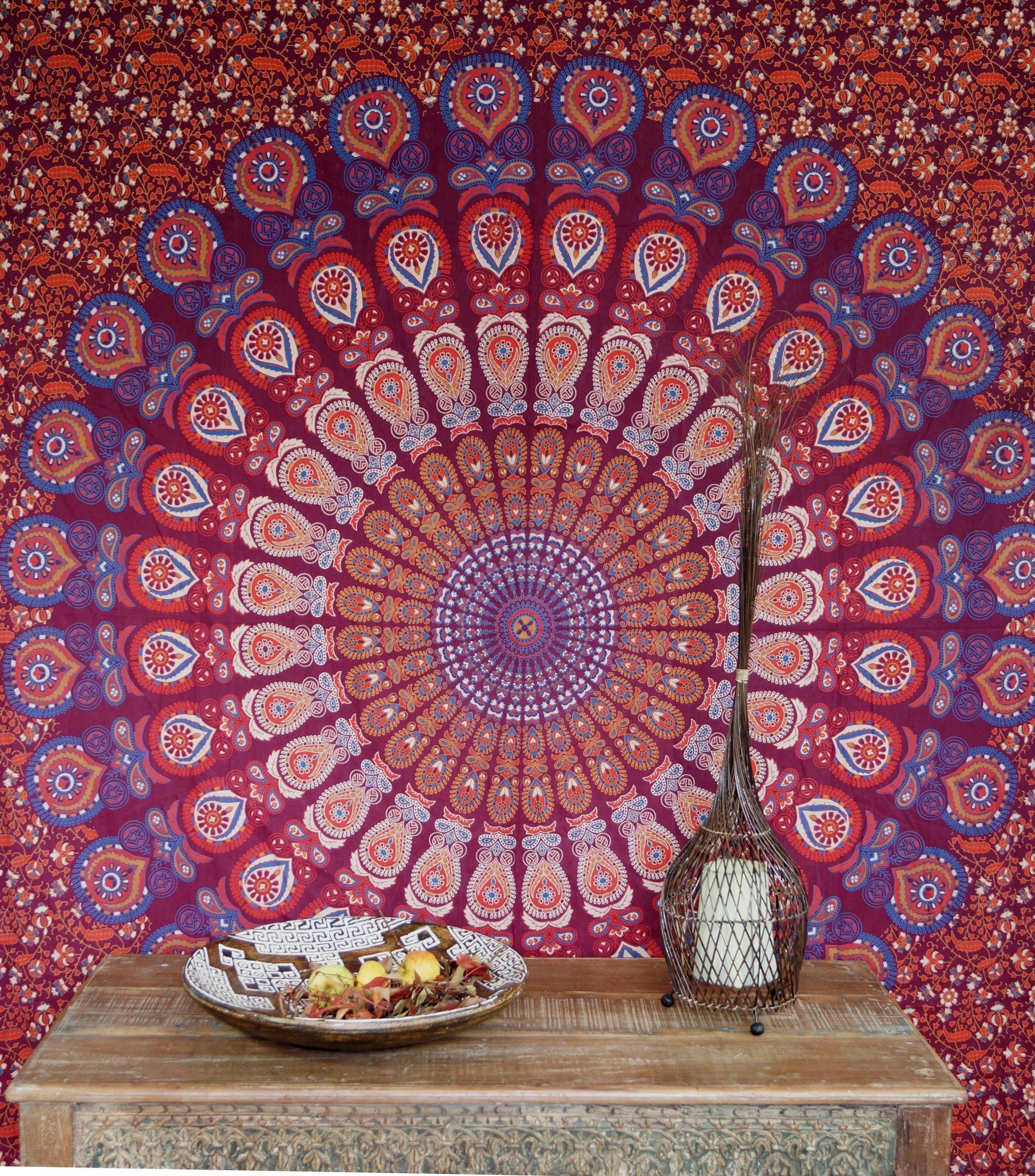 Guru-Shop Tagesdecke Boho Style Wandbehang, indische Tagesdecke..