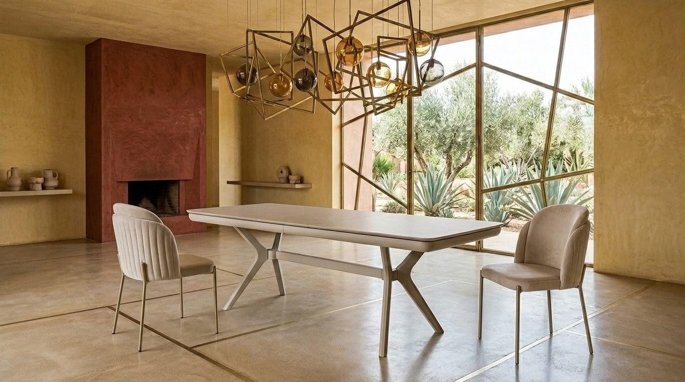 Xlmoebel Esszimmer-Set Esstisch 2x Stühle Esszimmer modern weiß rechteckig Ausziehbarer, (3-St., 1x Tisch, 2x Stühle)
