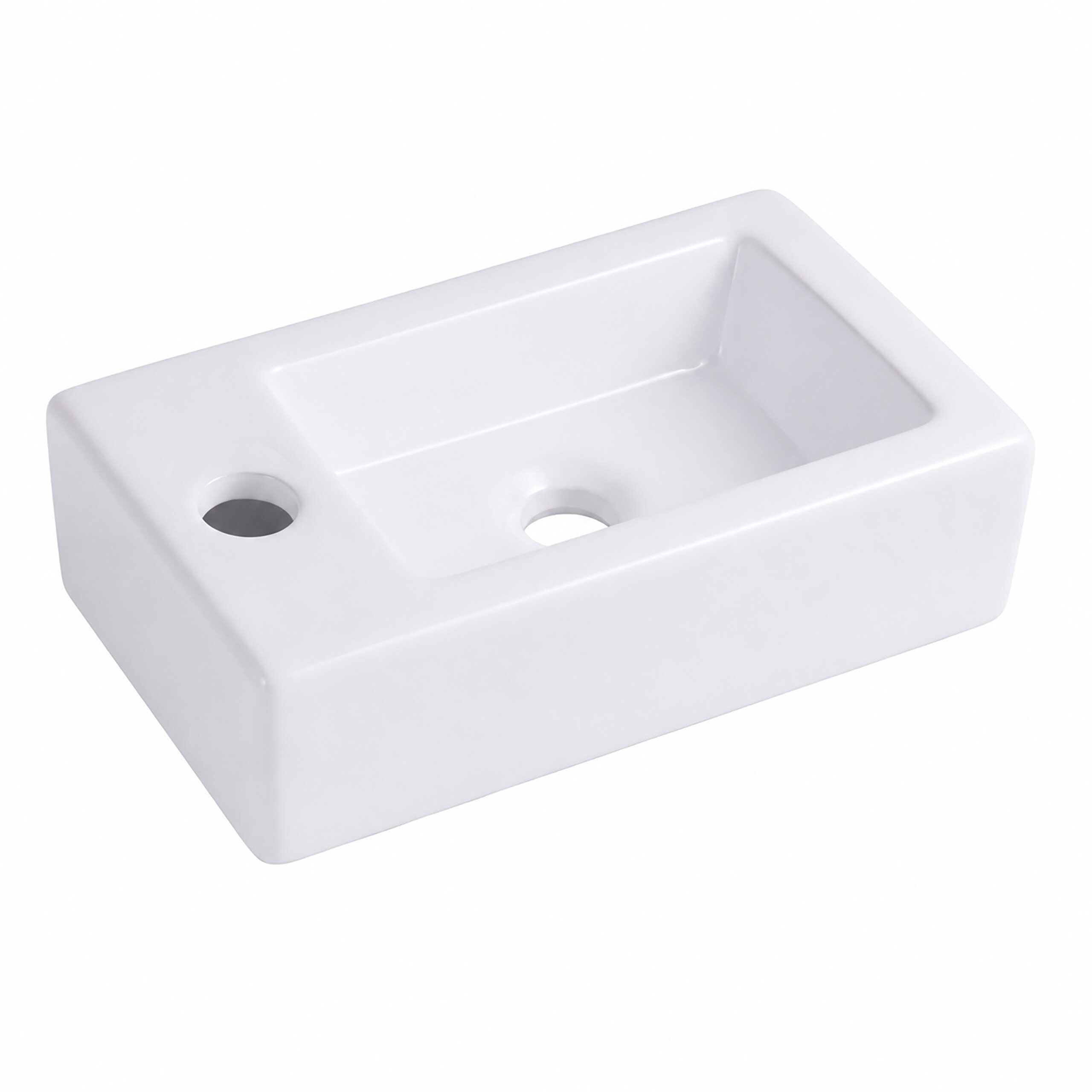 relaxdays Waschbecken Eckiges Waschbecken mit Hahnloch (1-St), 37 x 18 x 10 cm