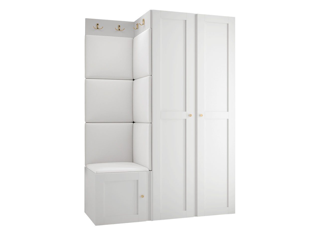 MIRJAN24 Garderoben-Set Orion Ramiro XXIII, (Kleiderschrank, Schuhschrank, Kleiderhakenbrett, 7x Paneel 42x42), 8 Kleiderhaken für Kleidung, Metallgriffe
