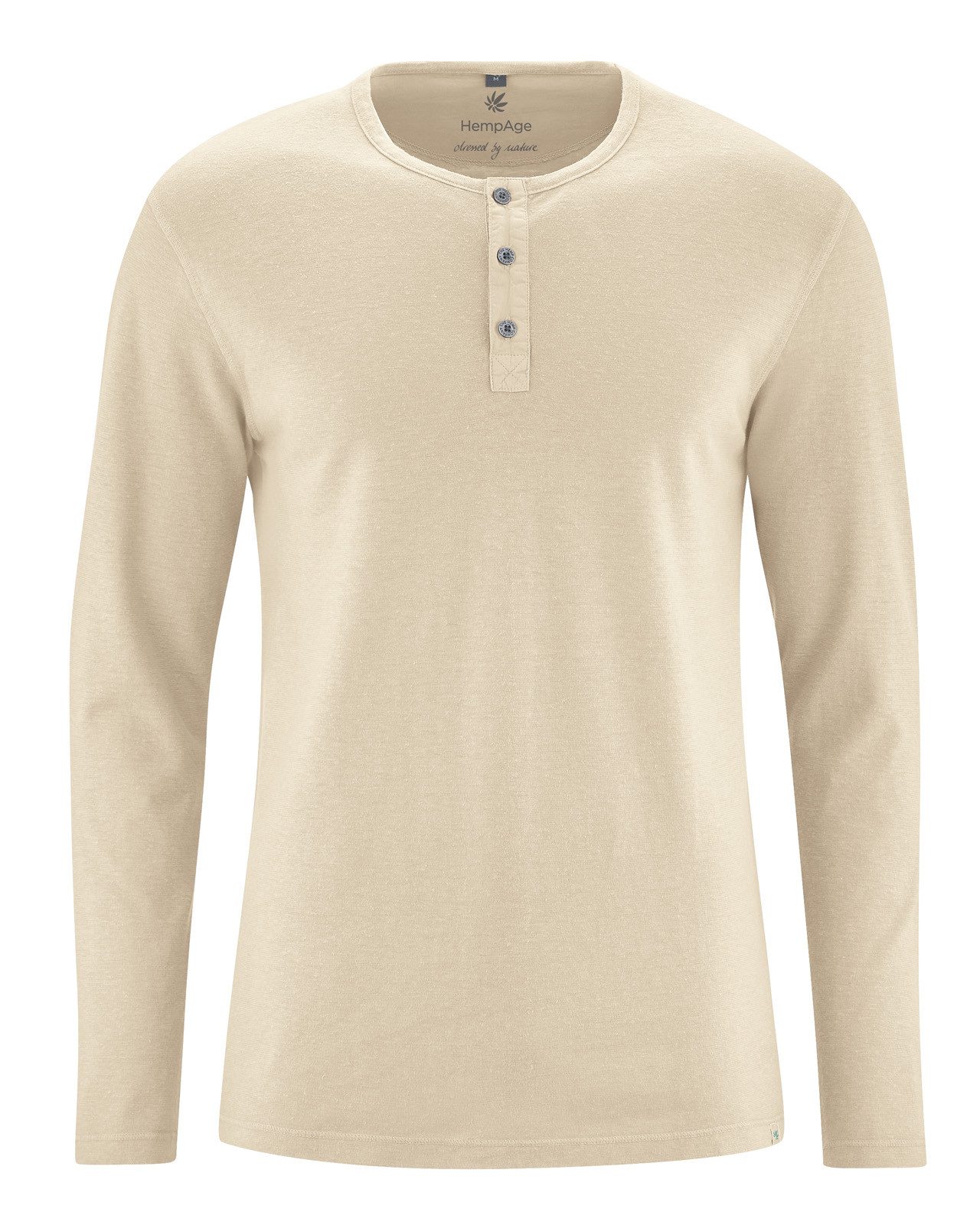 HempAge Henleyshirt Angerautes Langarm-Henley Hanf/Biobaumwolle Normal Fit