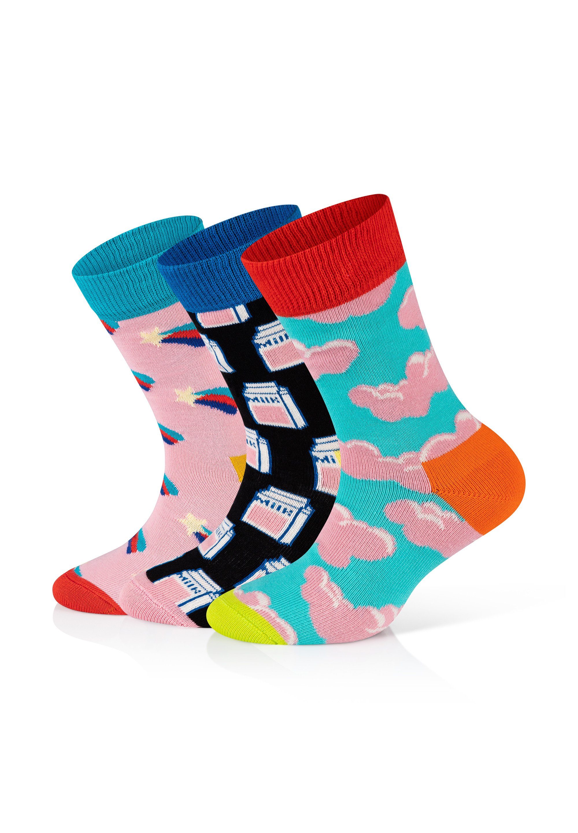 Happy Socks Basicsocken 3-Pack Kids Milkshake-Star aus nachhaltiger  Baumwolle | Lange Socken