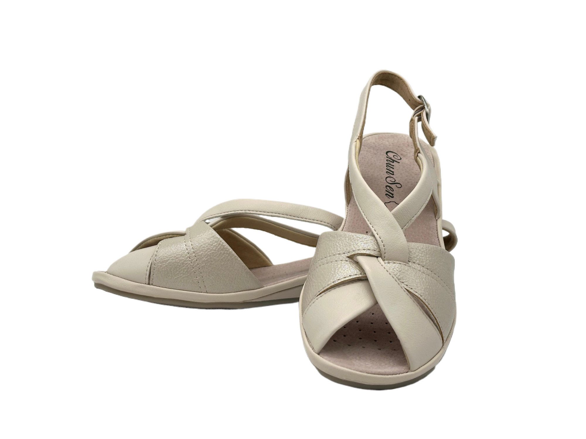 Nowaland Damen Komfort Sandalen mit T-Steg – Leichte Sommerschuhe Sandale Lederdecksohle, verstellbarer Riemen, leichter Keilabsatz