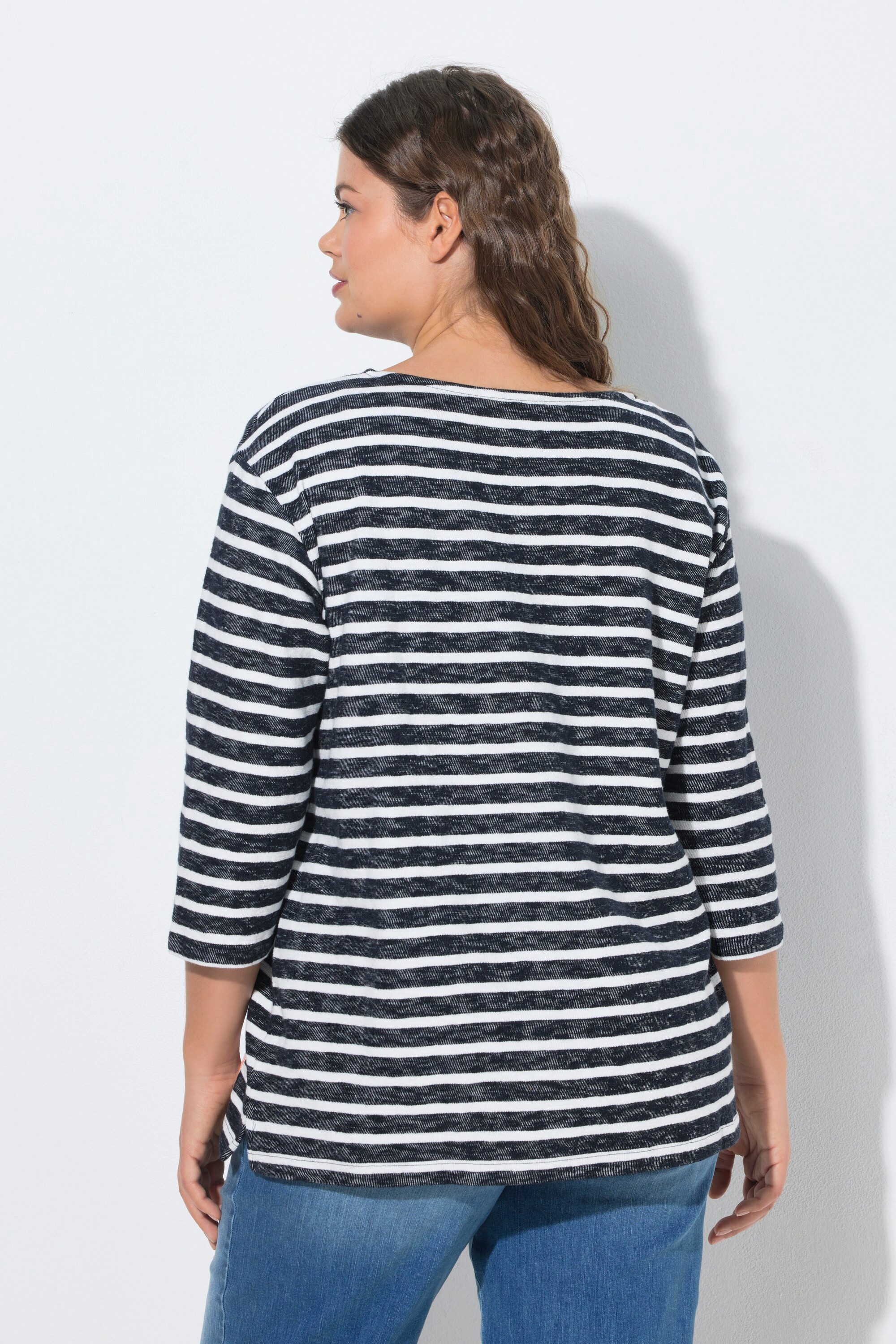 Laurasøn Sweatshirt Ringel Sweatshirt Rund Hals Ausschnitt 3/4 Arm – Bild 3 von 4