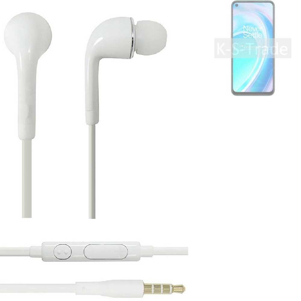 K-S-Trade für OnePlus Nord CE 2 Lite 5G In-Ear-Kopfhörer (Kopfhörer Headset mit Mikrofon u Lautstärkeregler weiß 3,5mm)
