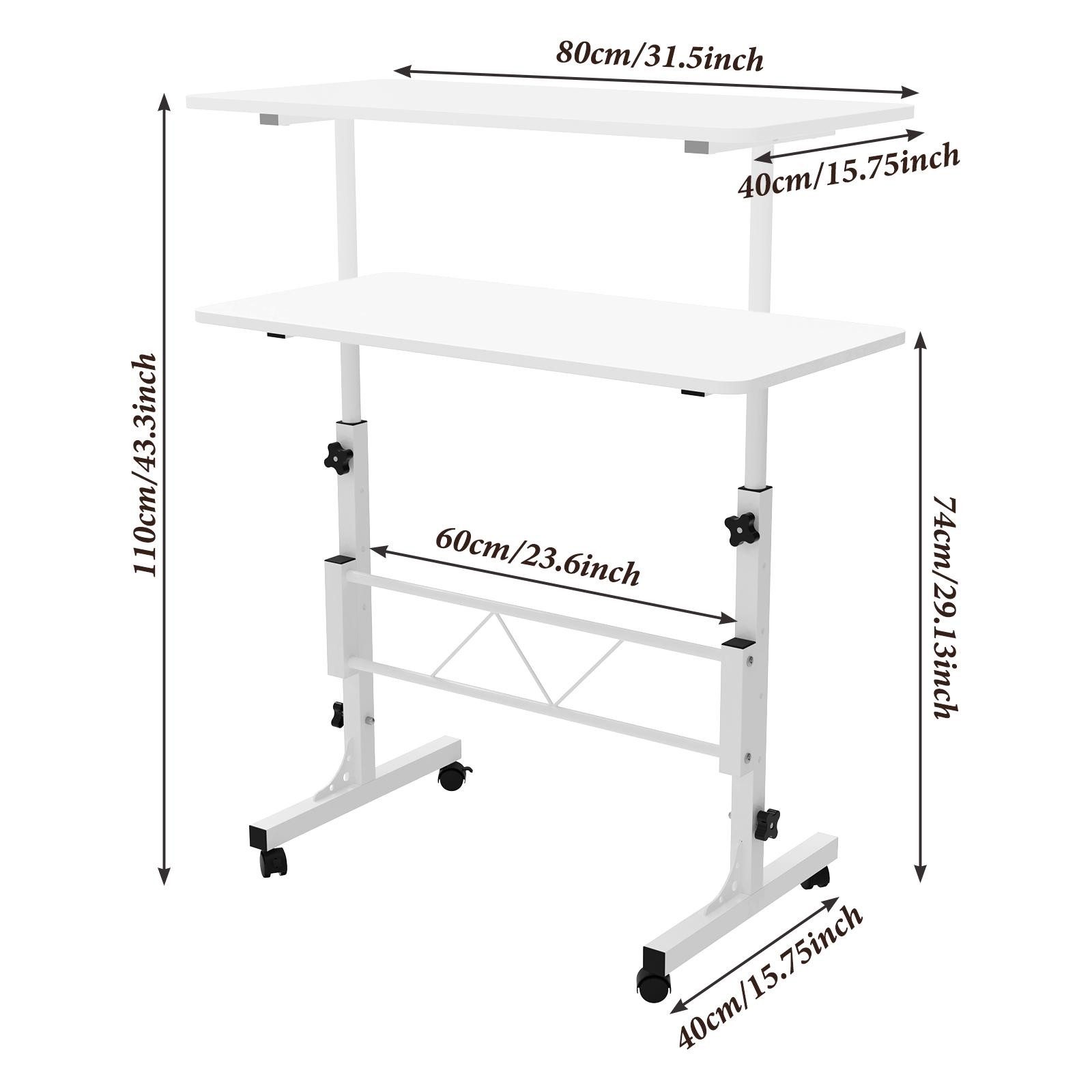 JEOBEST Computertisch Höhenverstellbarer Schreibtisch 80 x 40 x (74-110)cm, Ergonomischer Steh-Sitz Tisch Computertisch für Heimbüro