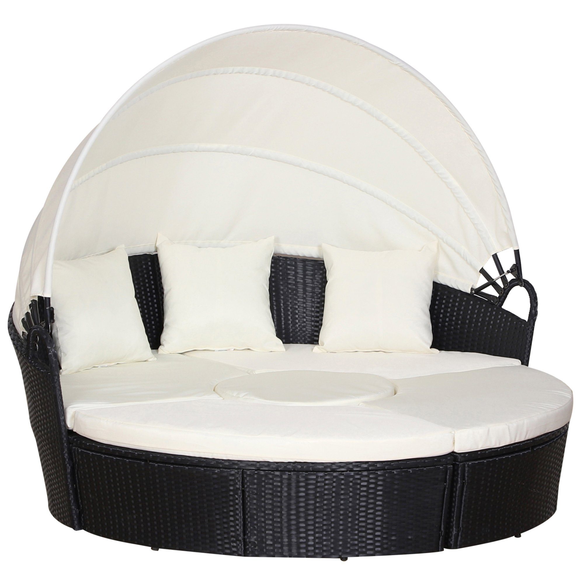 Gartenliege Polyrattan Sonneninsel mit Sonnendach