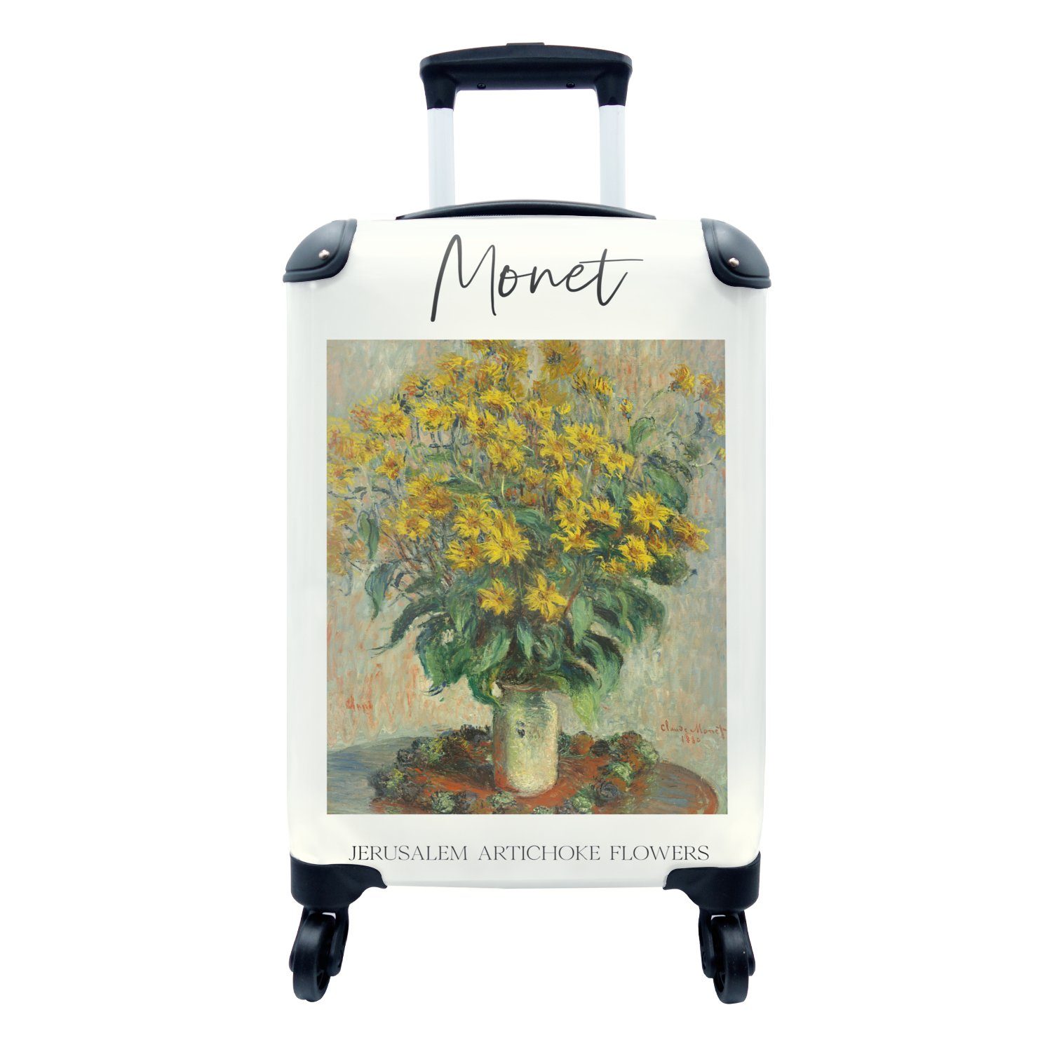 MuchoWow Handgepäckkoffer Gemälde - Monet - Topinamburblüten, 4 Rollen, Reisetasche mit rollen, Handgepäck für Ferien, Trolley, Reisekoffer