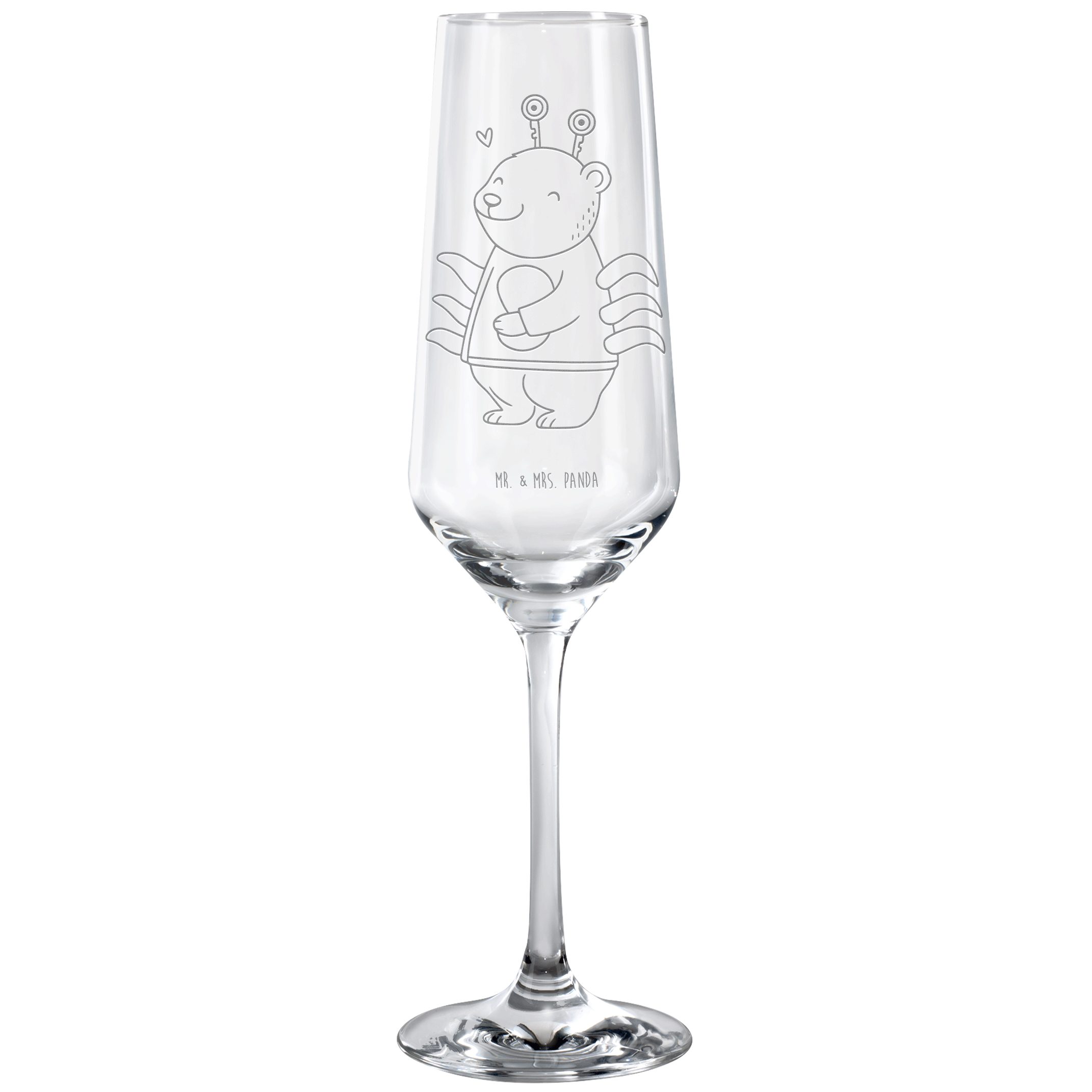 Mr. & Mrs. Panda Sektglas Krebs Astrologie, Sektglas, Transparent, Tierkreiszeichen, Schaumwein, Premium Glas, Sektglas Spülmaschinenfest Sektglas Dünnwandig Sektglas Design