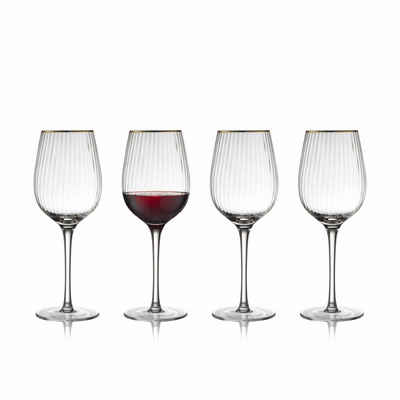 LYNGBY-GLAS Rotweinglas Palermo Gold 4er Set, Glas