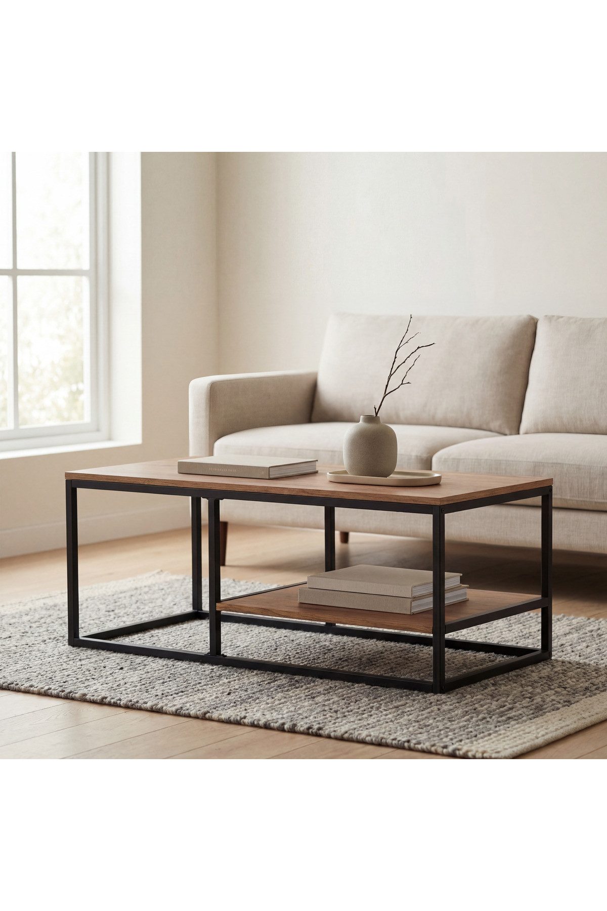 en.casa Couchtisch, mit 2 Ablageböden, Retro-Look 91144056 günstig online kaufen