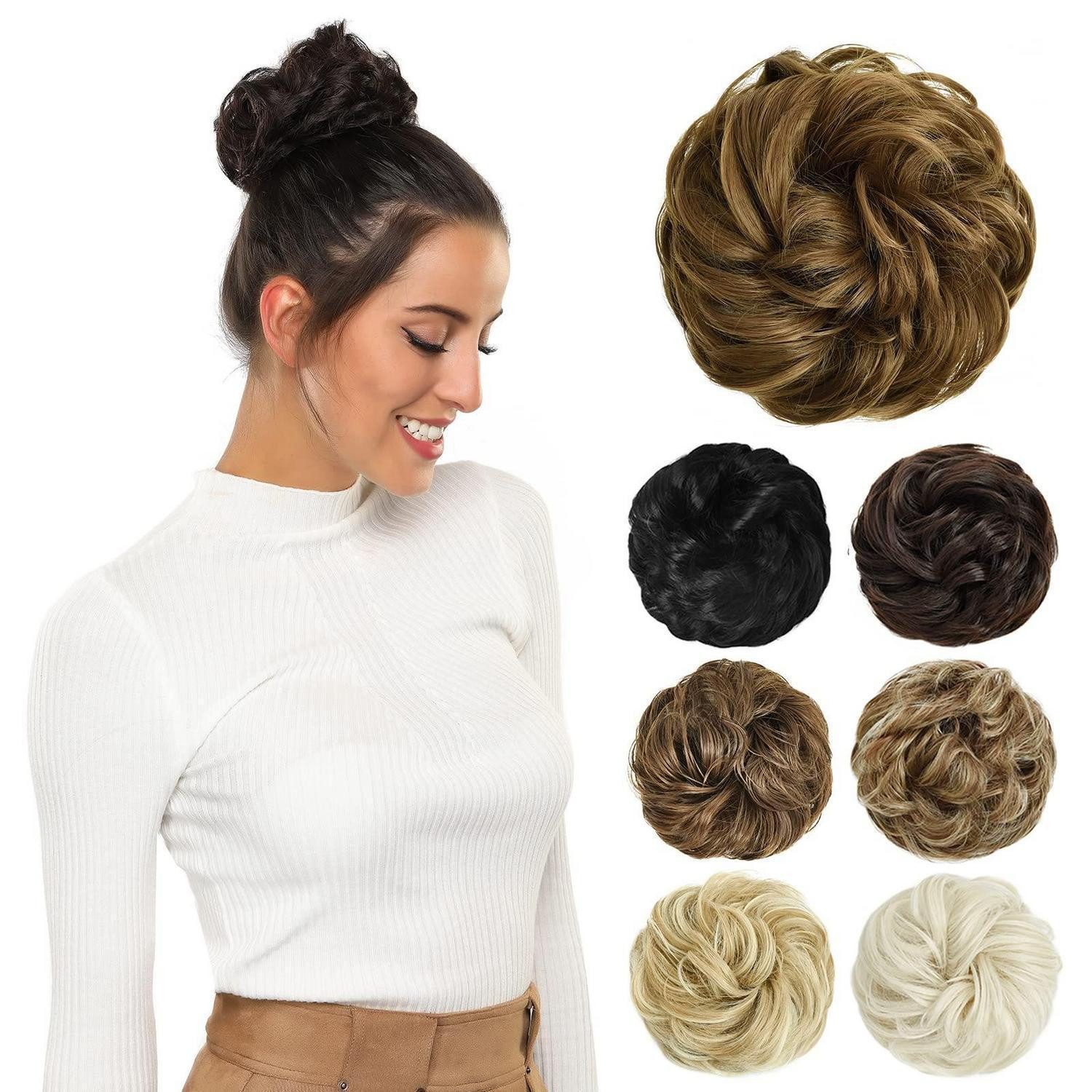 LuxusKollektion Kunsthaar-Extension Dutt Haarteil Haargummi Pferdeschwanz Messy Bun Rotblond 27# Rotblond