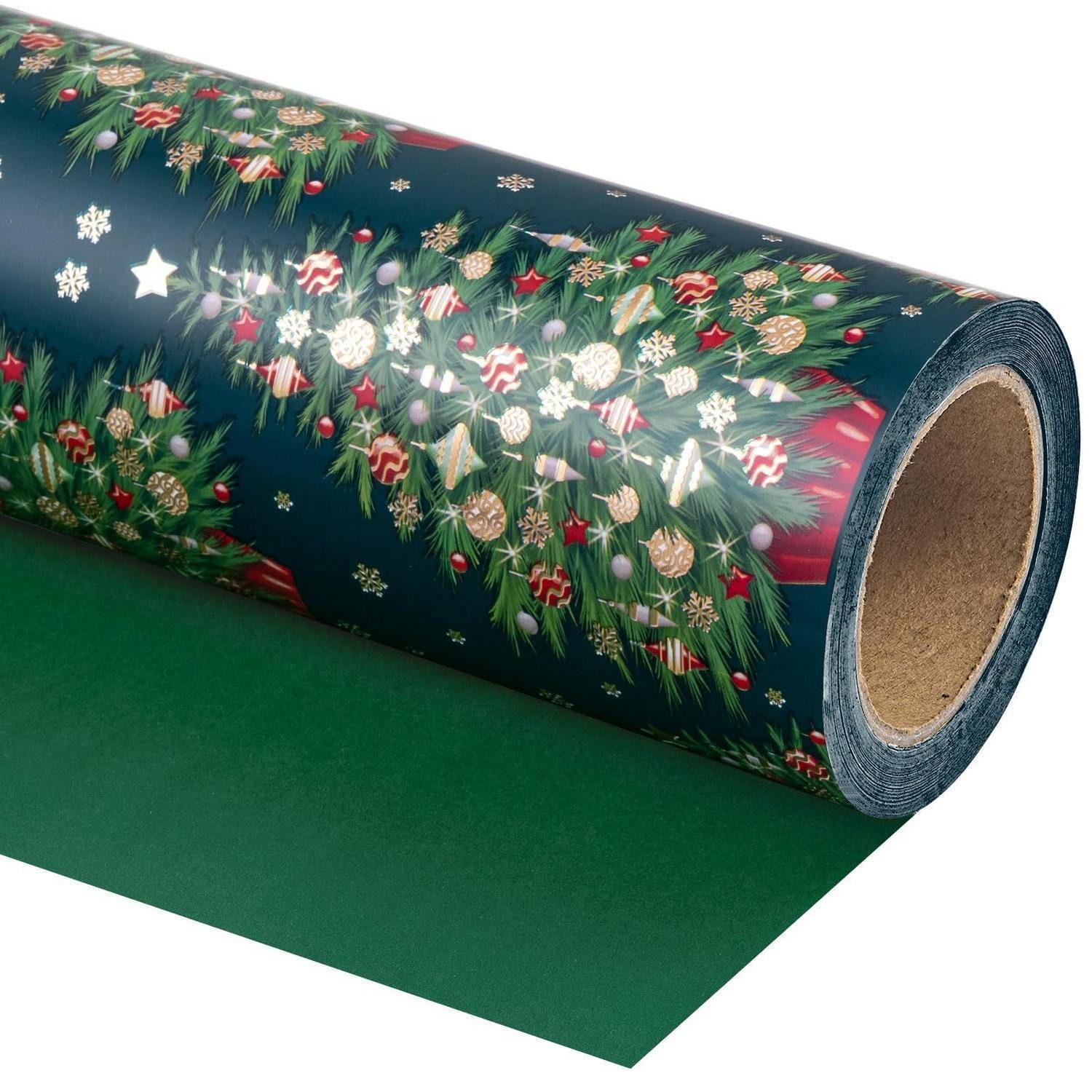 LuxusKollektion Geschenkpapier Geschenkpapier Weihnachtsbaum Wendbar Gruen 76cm