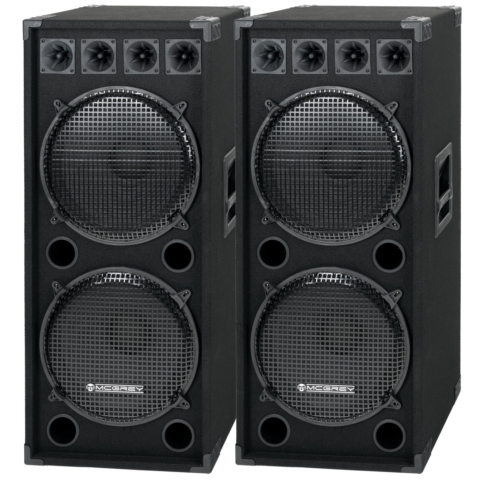 McGrey DJ-2522 2-Etagen DJ PA Box Tower Paar Party-Lautsprecher (N/A, 750 W, 2-Wege System mit 2x 38cm (15 zoll) Сабуфери und 4x Piezo-Hochtönern)
