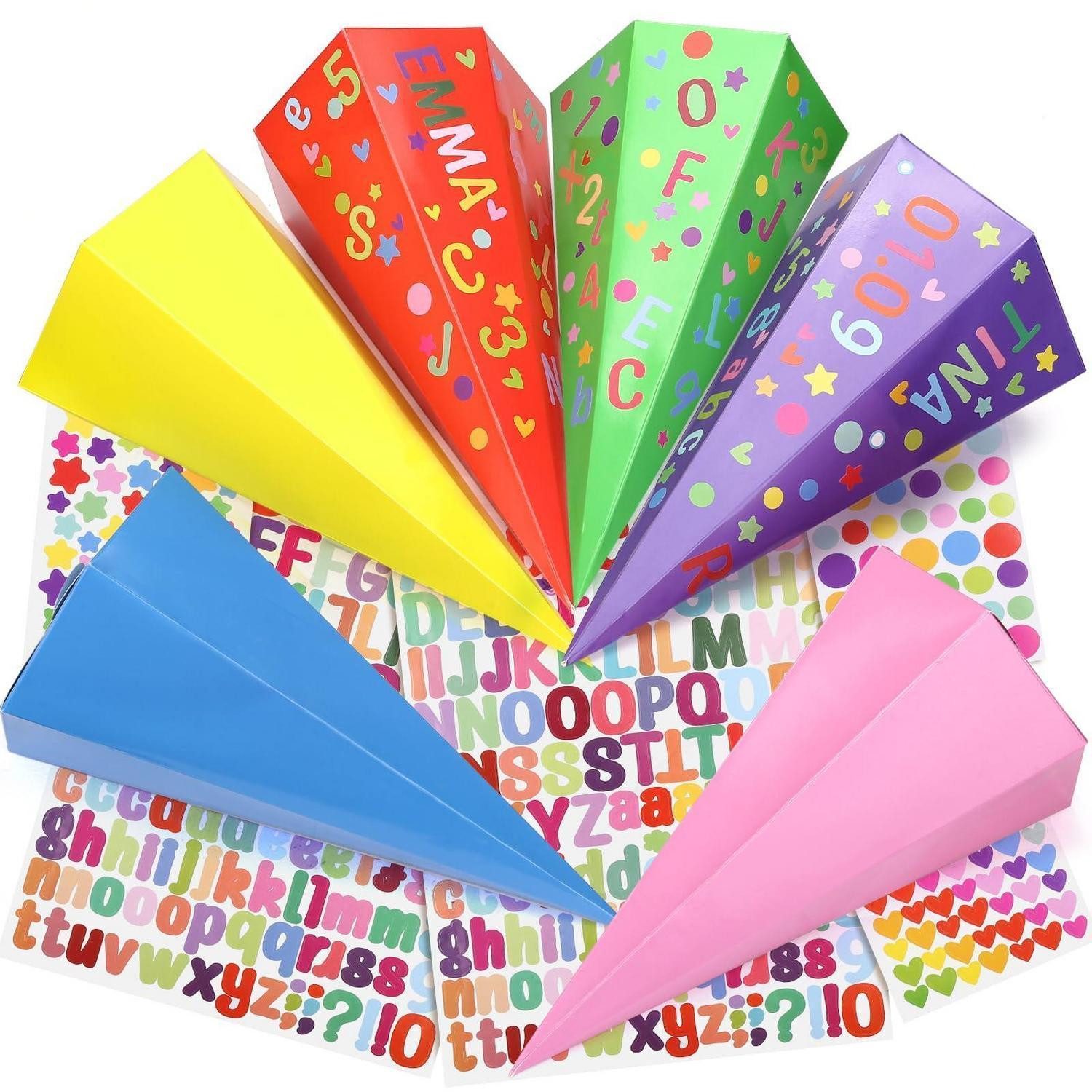 LuxusKollektion Schultüte Schultüte Bastelset 6 Stk. Mini Zuckertüte mit Stickern