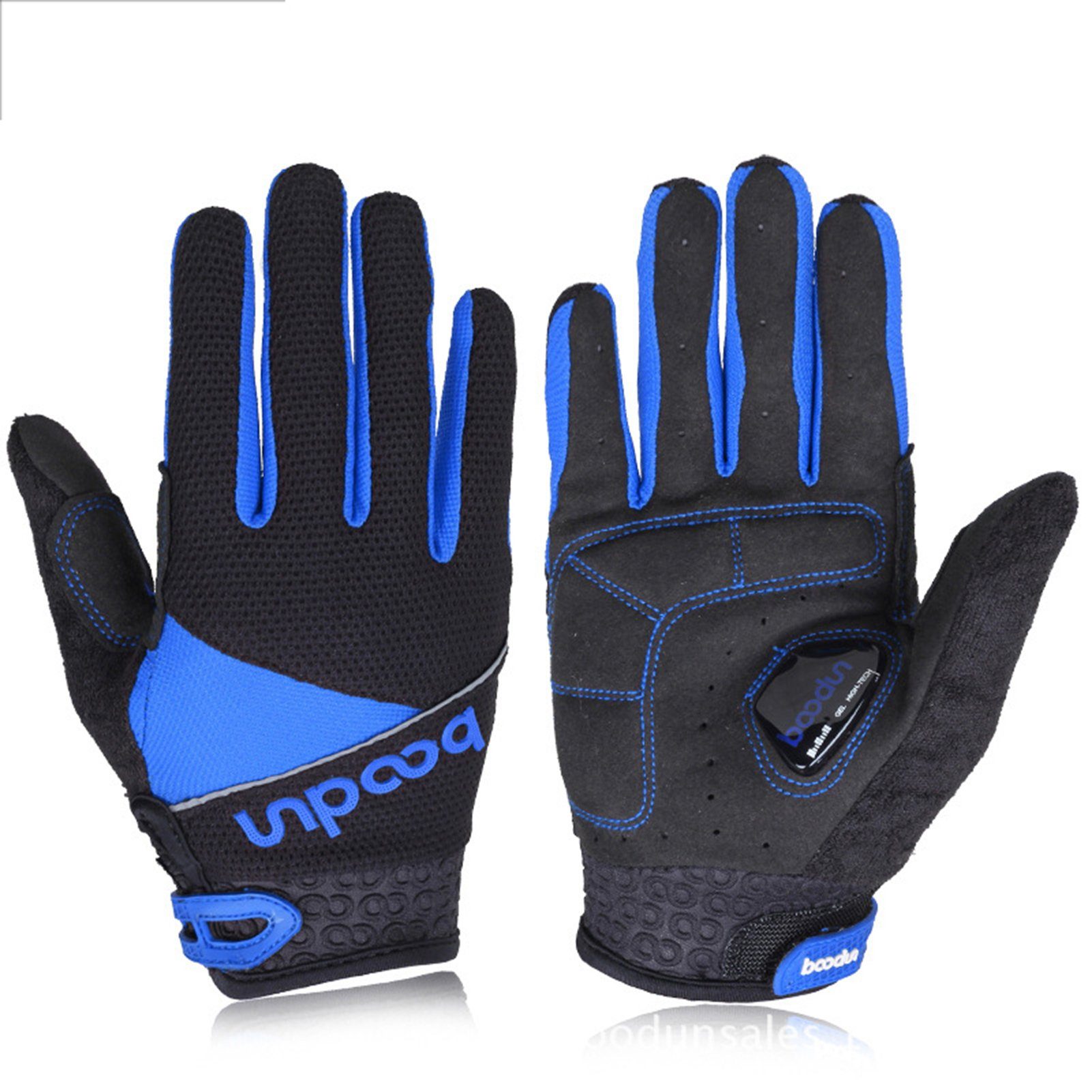 Blusmart Trainingshandschuhe Rutschfeste Vollfinger-Handschuhe Mit Handgelenkbandage, Gepolsterte blue