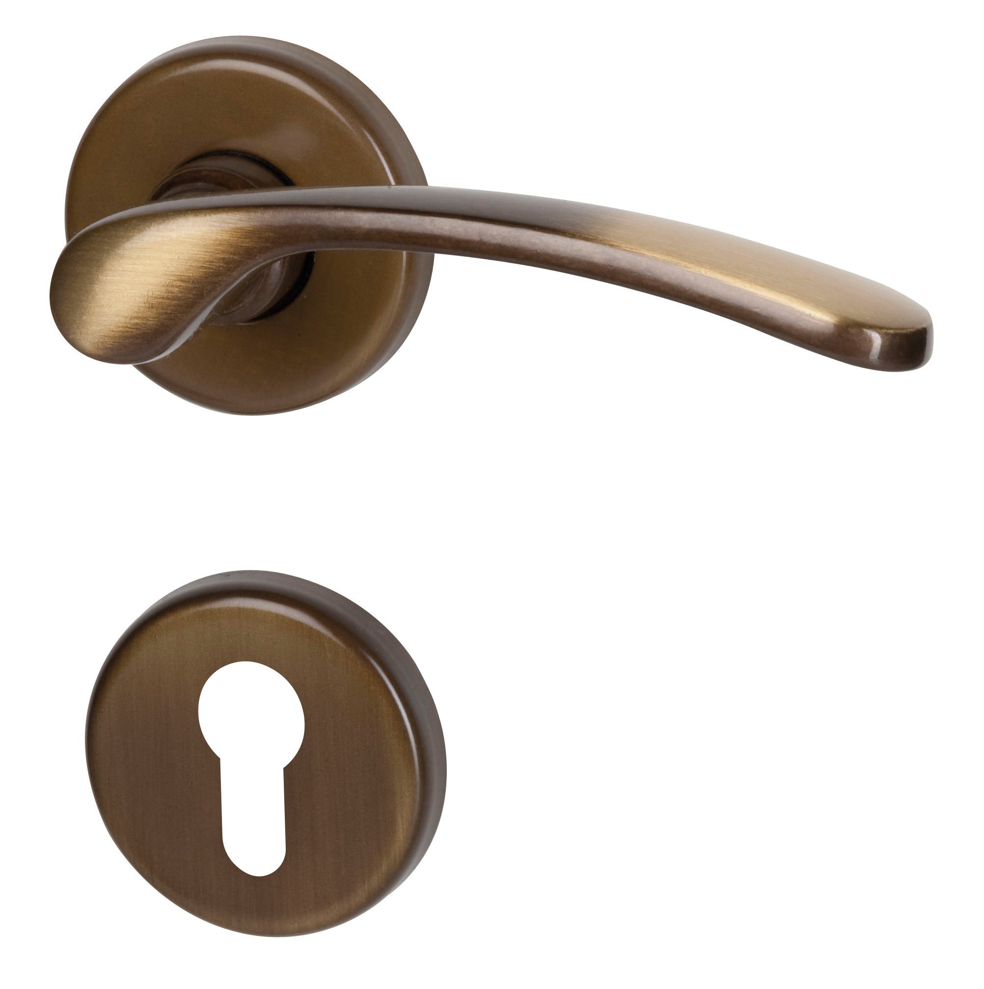 Alpertec Türbeschlag Rosettengarnitur L17/A48 für Türen mit PZ-Lochung Drücker/Drücker (1 St), messing brüniert