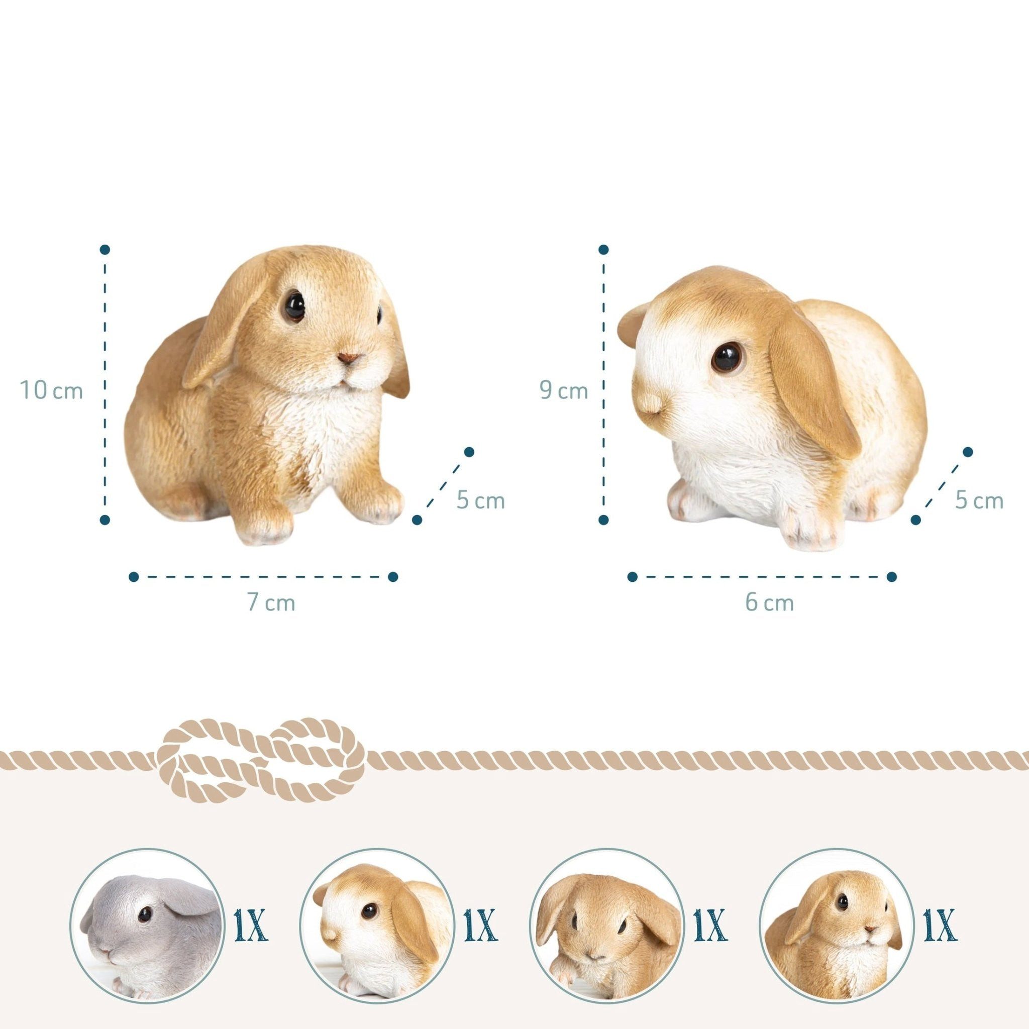 Logbuch-Verlag Dekofigur 4 Osterhasen Figuren braun grau Ostern Deko - zum Hinstellen