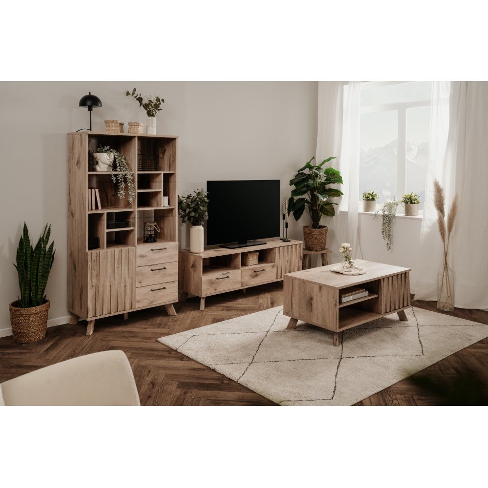 Finori Couchtisch 3D Schweden ca. cm 100 55 Couchtisch x x Eiche 45 WELLINGTON 55A Reliefoptik