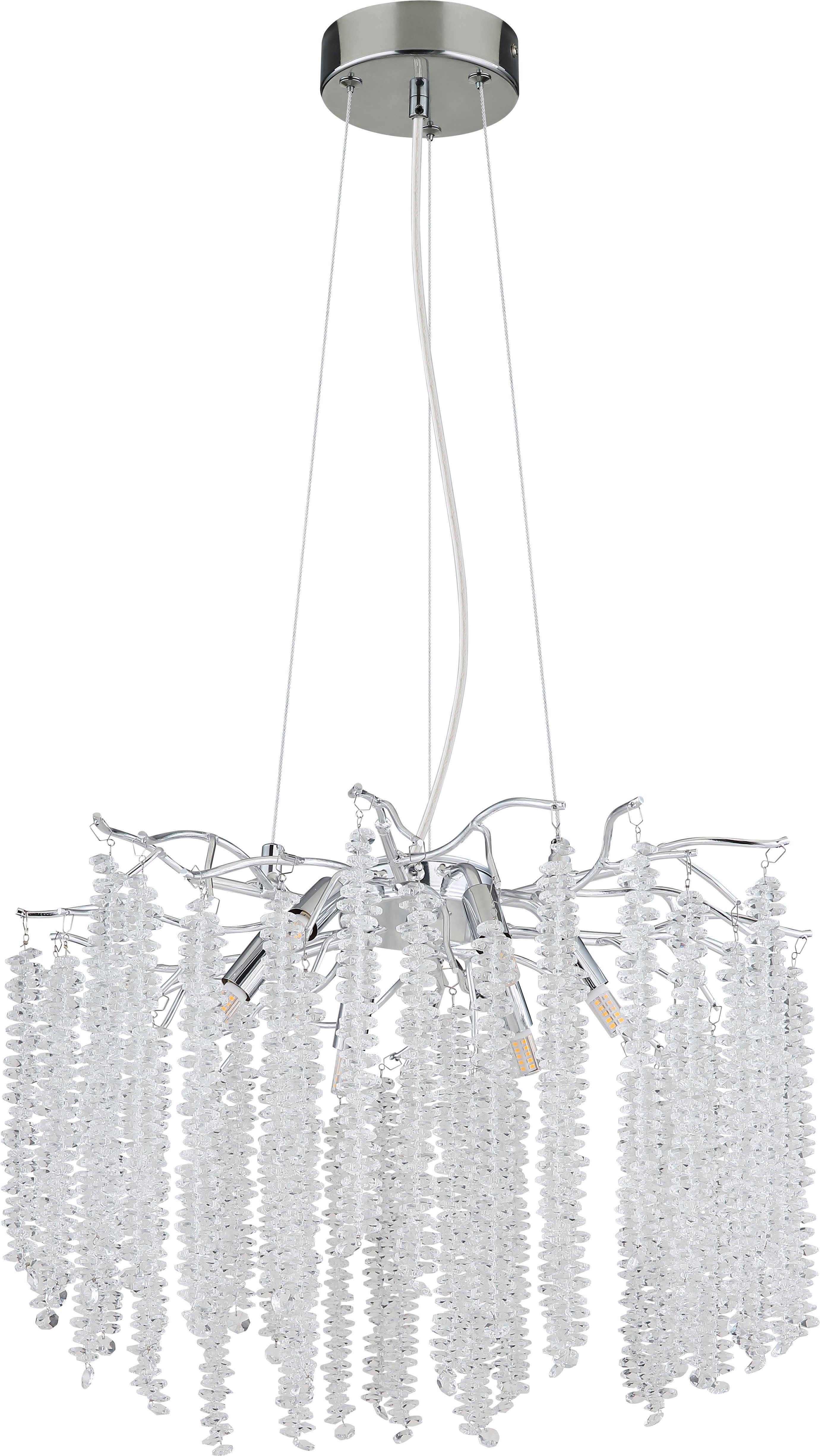 GLOBO LIGHTING Hängeleuchte LAVERNE, ohne Leuchtmittel, Kristall Luster chrom, G9 Fassung, luxuriös, höhenverstellbar
