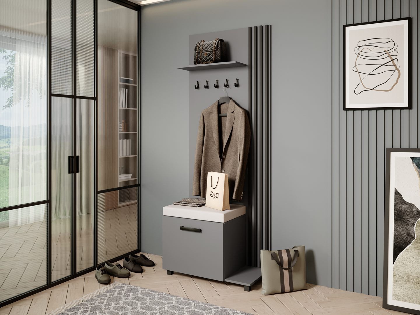 Beautysofa Garderobenschrank Garderobenschrank mit Aufhängern LIVIA günstig online kaufen