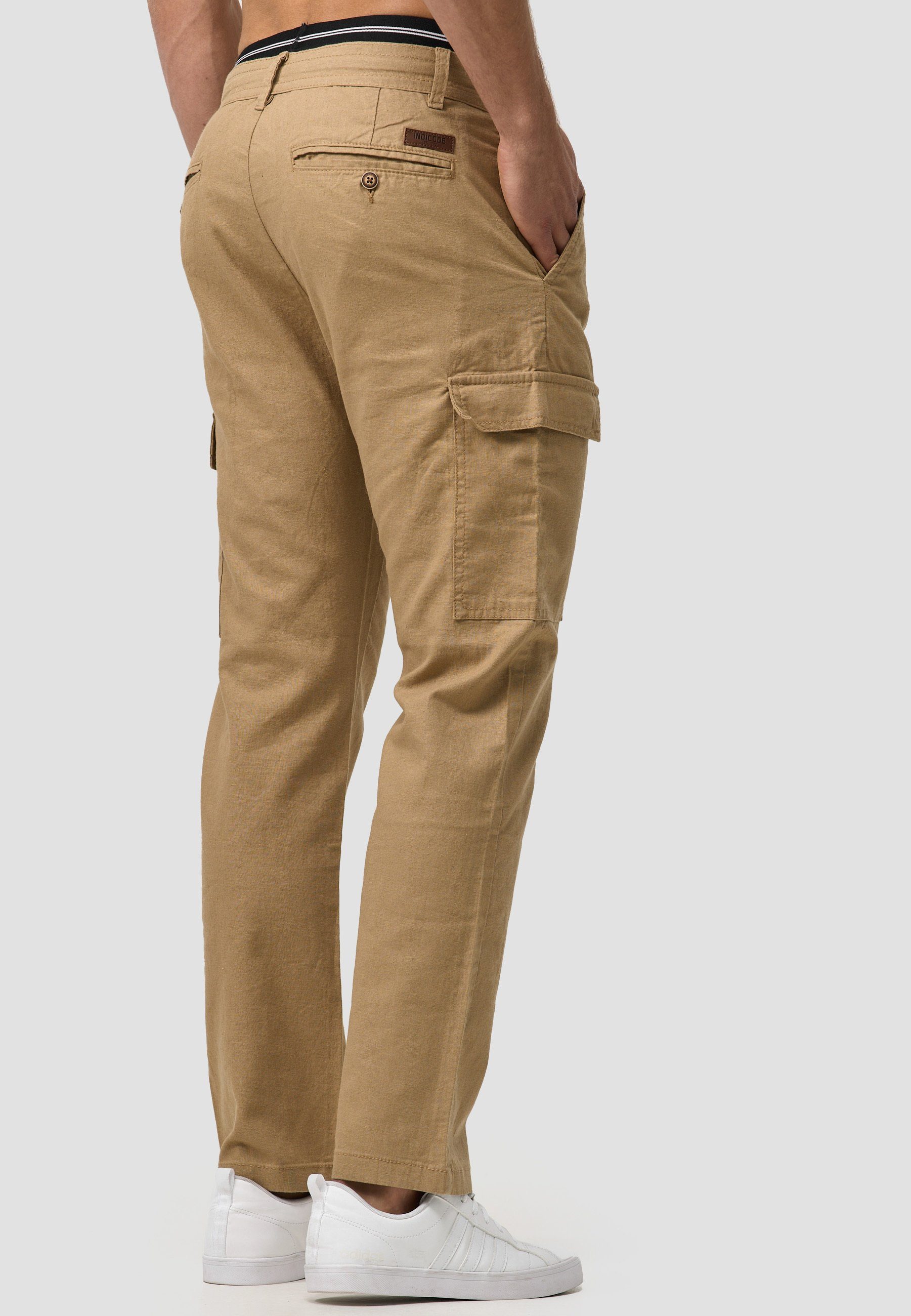 Indicode Leinenhose Herren Leonardo Sommerhose Leinen Herrenhose mit aufgesetzten Taschen