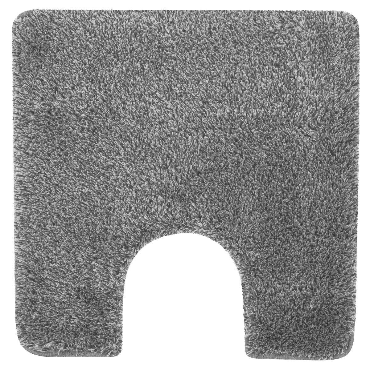 spirella Badematte BRIZZOLO, quadratisch mit Toiletten-Ausschnitt, Höhe: 30 mm, Badteppich Hochflor, Velours meliert, 100% Acryl, Anti-Rutsch Beschichtung, für Fußbodenheizung geeignet, mit Toiletten-Ausschnitt, waschbar 40°, schnelltrocknend, 55 x 55 cm, grau