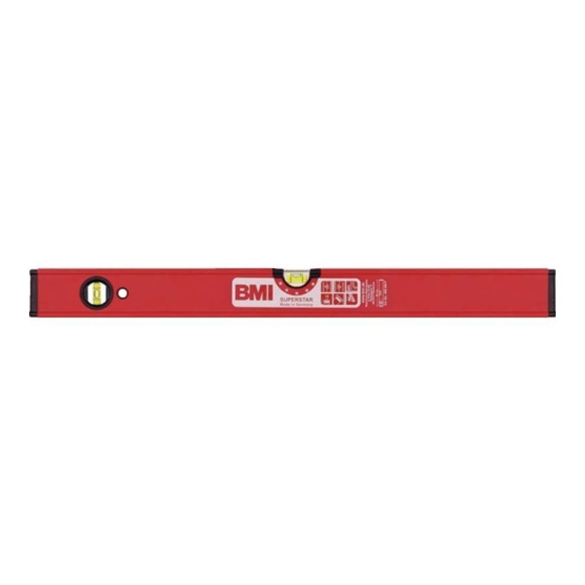 BMI Wasserwaage BMI Wasserwaage SUPERSTAR 696080 P 80 cm Aluminium Rot ±0,5 mm/m, Präzisionswasserwaage
