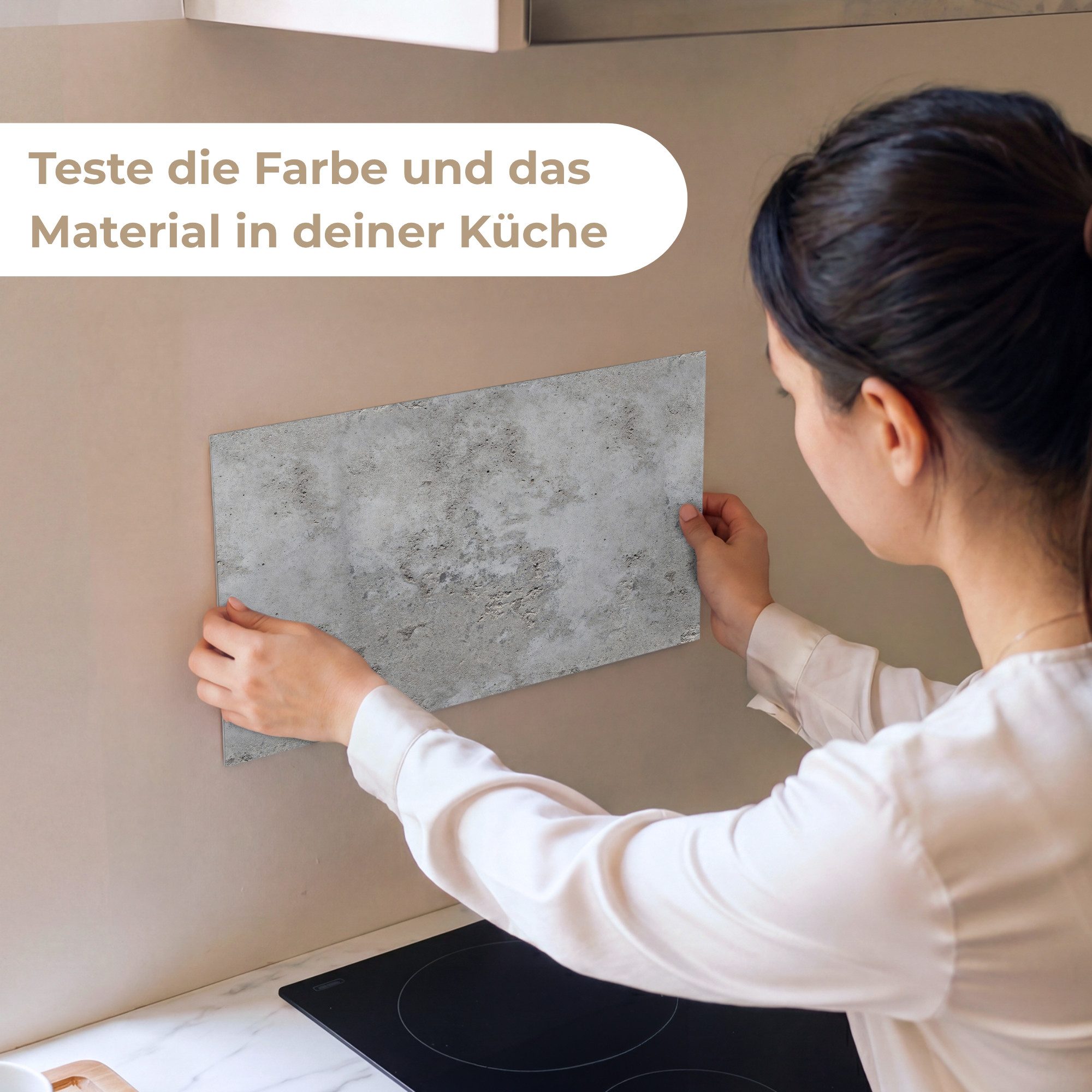 KitchenYeah Küchenrückwand Muster selbstklebend (keine Folie) Muster - Grau - Alt - Beton, (1-tlg), Spritzschutz, Küche, Rückwand, Küchenwand, Küchenfront, 30x20 cm