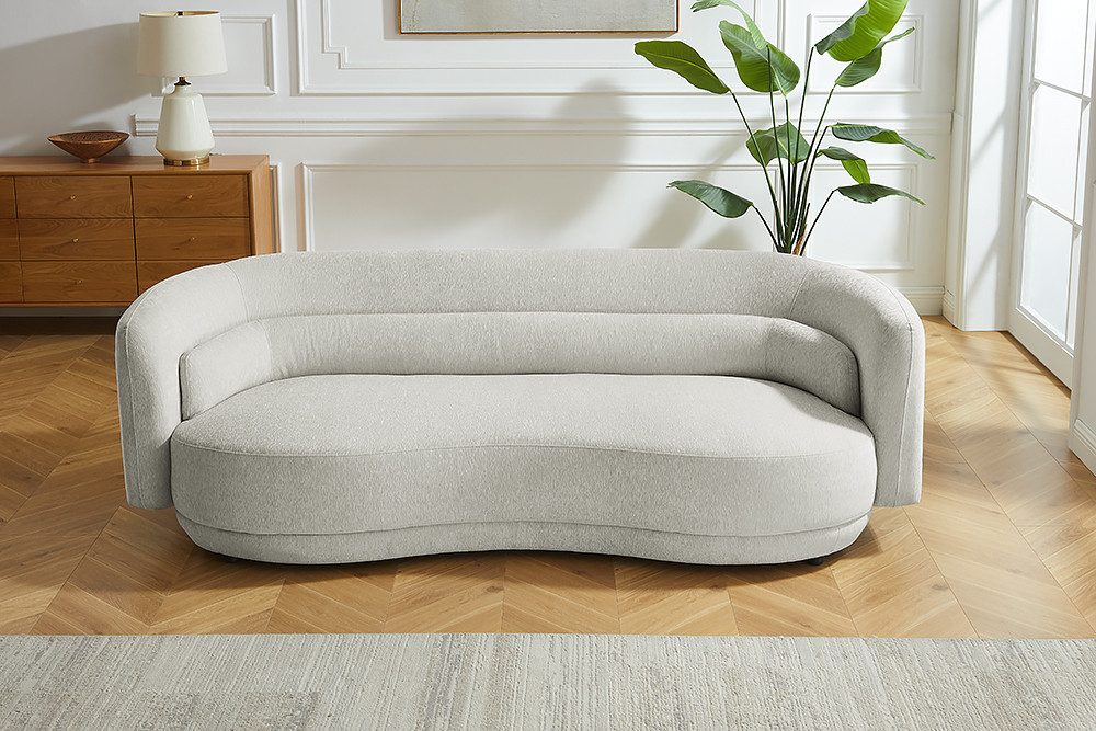 riess-ambiente 3-Sitzer GATSBY 230cm greige - Chenille, Federkern, gepolstert, Rundum-Bezug, Einzelartikel 1 Teile, Couch in geschwungener Form - ideal für Retro Wohnzimmer & Gästezimmer