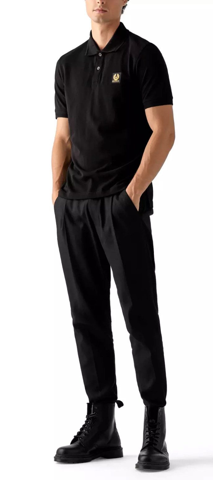 Belstaff Poloshirt Herren Retro Patch Regular Comfort Fit Baumwollpiqué Gestickter Phönix-Aufnäher, Rippkragen und bündchen