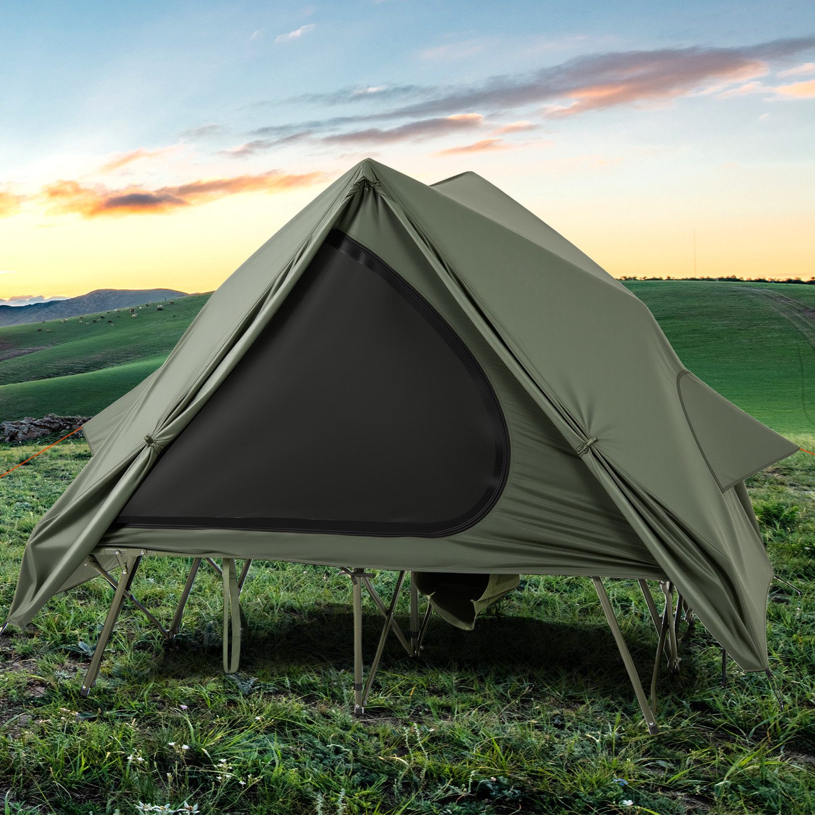 COSTWAY Kuppelzelt, Personen: 2, faltbares Campingzelt mit Bett, Rolltasche