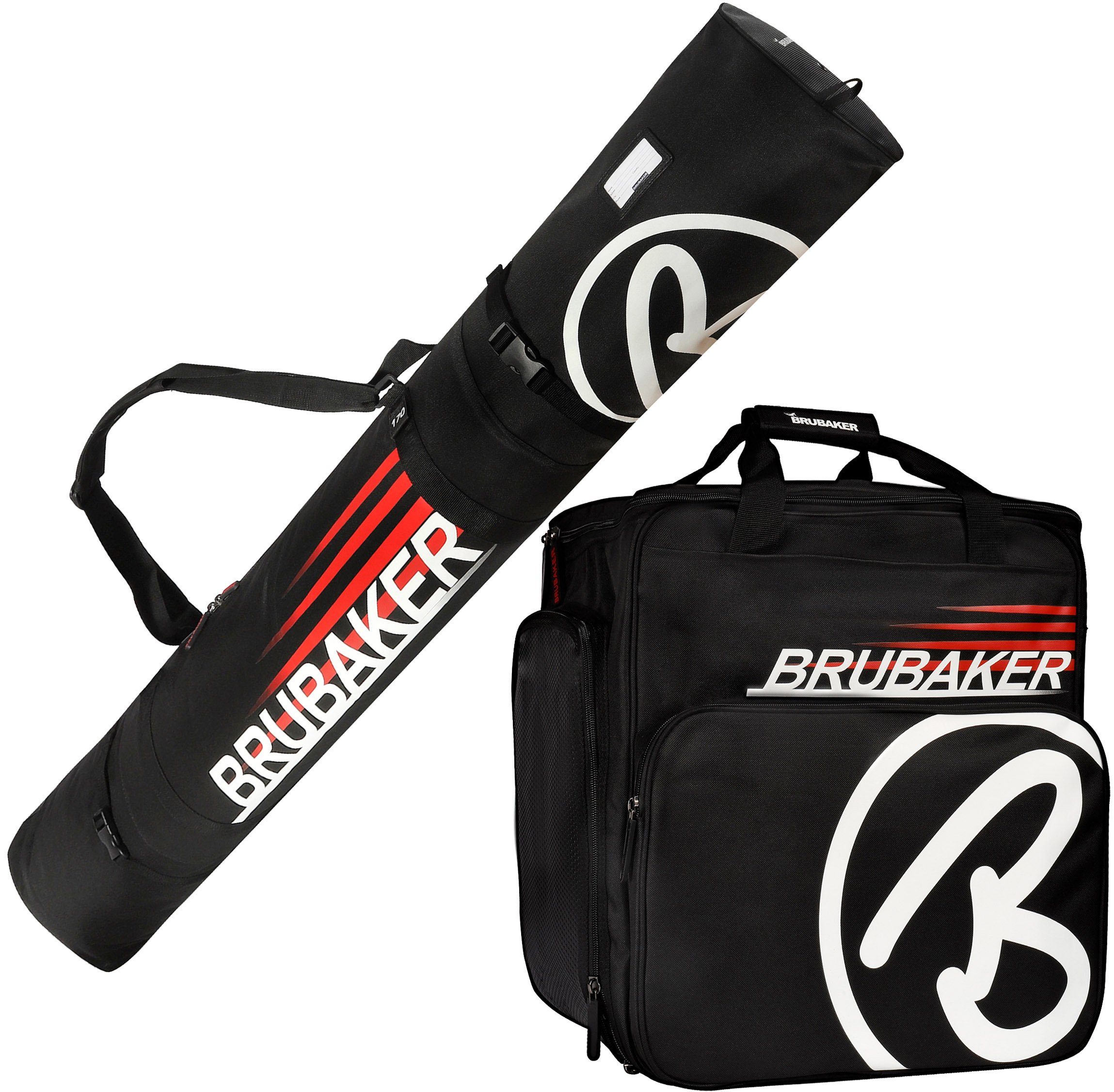 BRUBAKER Sporttasche Champion Skitasche Kombi Set (2-tlg., reißfest und nässeabweisend), Skisack und Skischuhtasche für 1 Paar Ski
