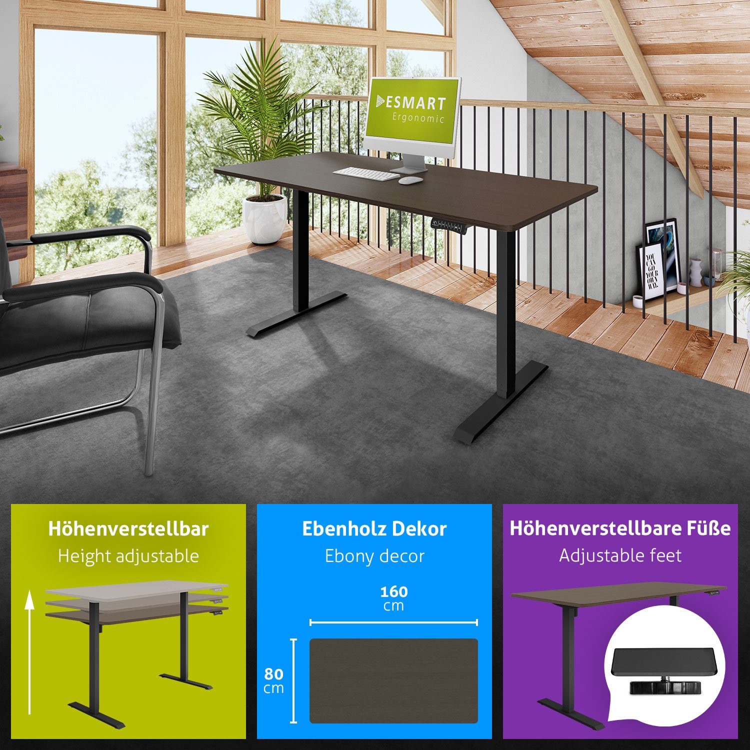 ESMART Schreibtisch ESMART Germany, ETX-121 Elektrisch günstig online kaufen