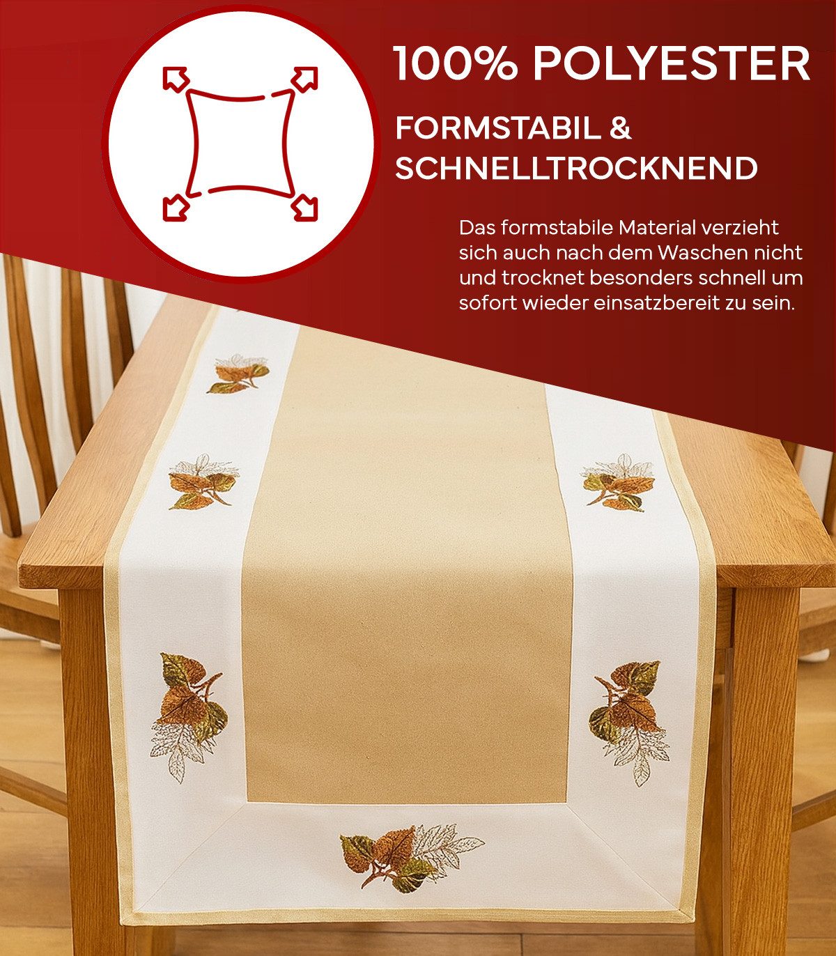 texpot Tischdecke mit Stickerei Blätter Herbst günstig online kaufen