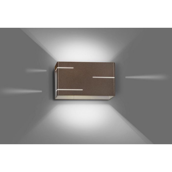 Licht-Erlebnisse Wandleuchte SQUARE ohne Leuchtmittel Wandlampe Metall Braun Up Down G9 indirekt Schlafzimmer
