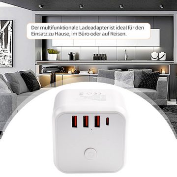 Amissz Steckdosenwürfel mit 3 USB Ohne Kabel für Büro,Zuhause Steckdosenverteiler (USB-Anschlüsse), Mehrfachsteckdose