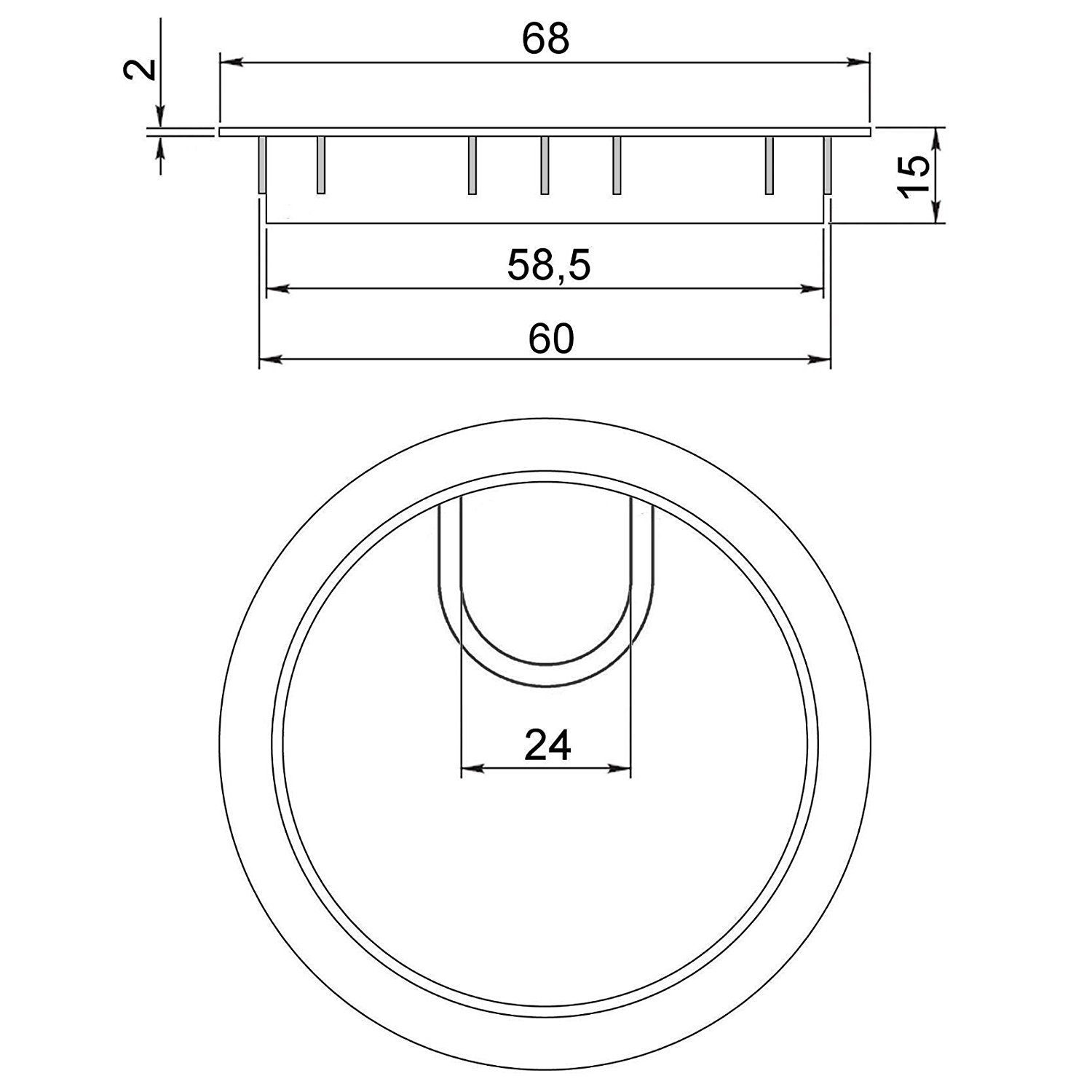SO-TECH® Kabelkanal Kabeldurchlass Kabeldurchführung Metall (1-St), mit Bürstendichtung Ø 60 oder 80 mm – Bild 5 von 5