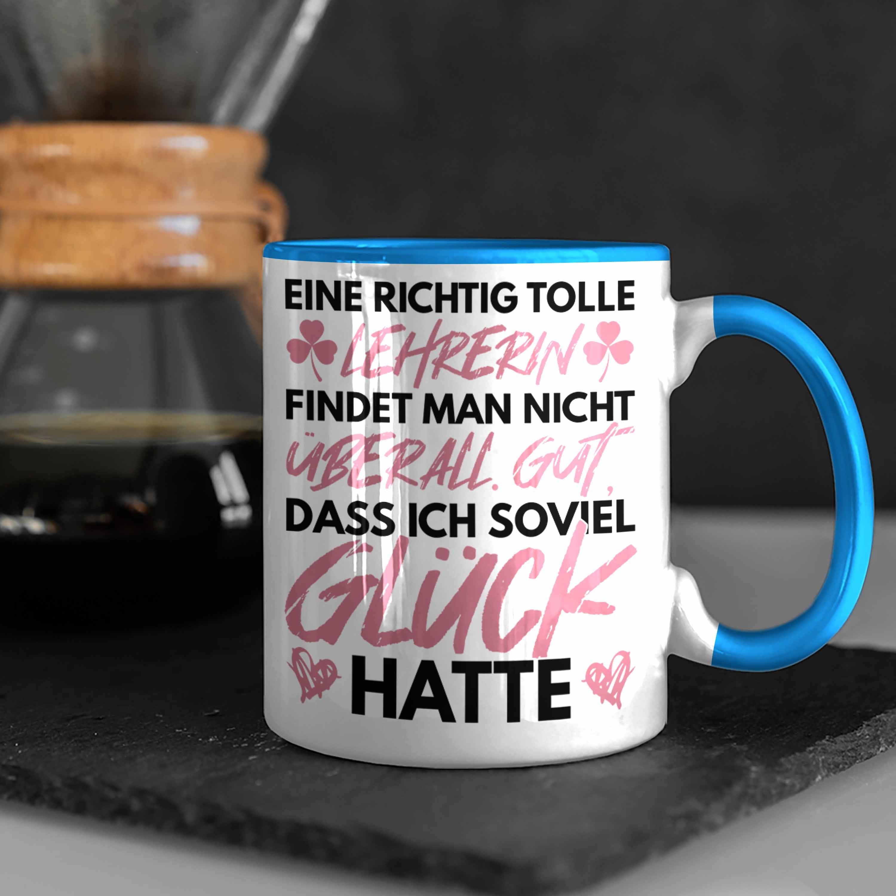 Geschenk Abschied Beste Trendation Abschiedsgeschenk zum Tasse Lehrerin Blau Lehrerin Danke - Klassenlehrerin Trendation Geschenkidee Tasse