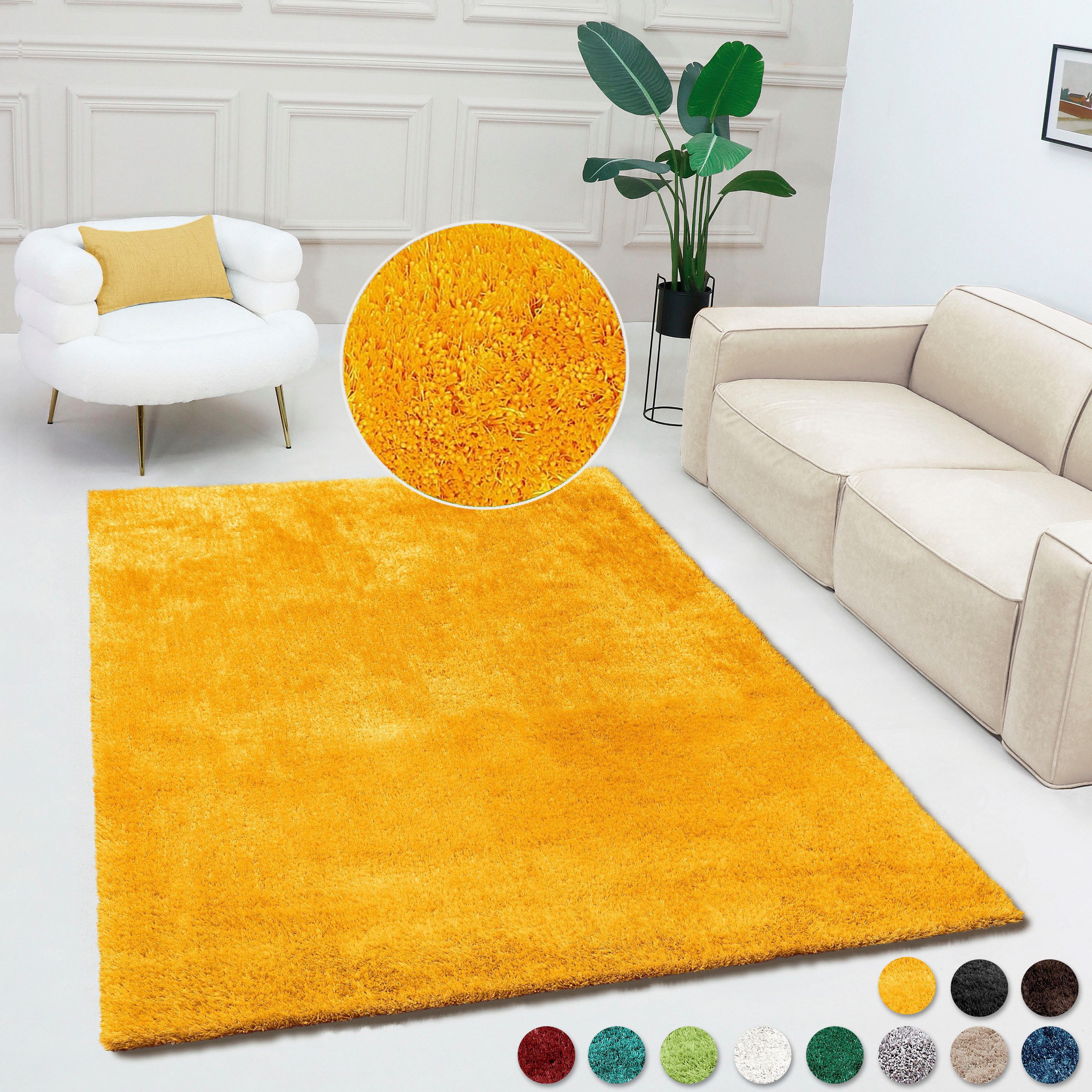 Bruno Banani Teppich Dana Teppich, besonders weich und kuschelig, Kundenliebling, rechteckig, Höhe: 30 mm, uni, Mikrofaser Teppiche, Wohnzimmer, Schlafzimmer, Esszimmer