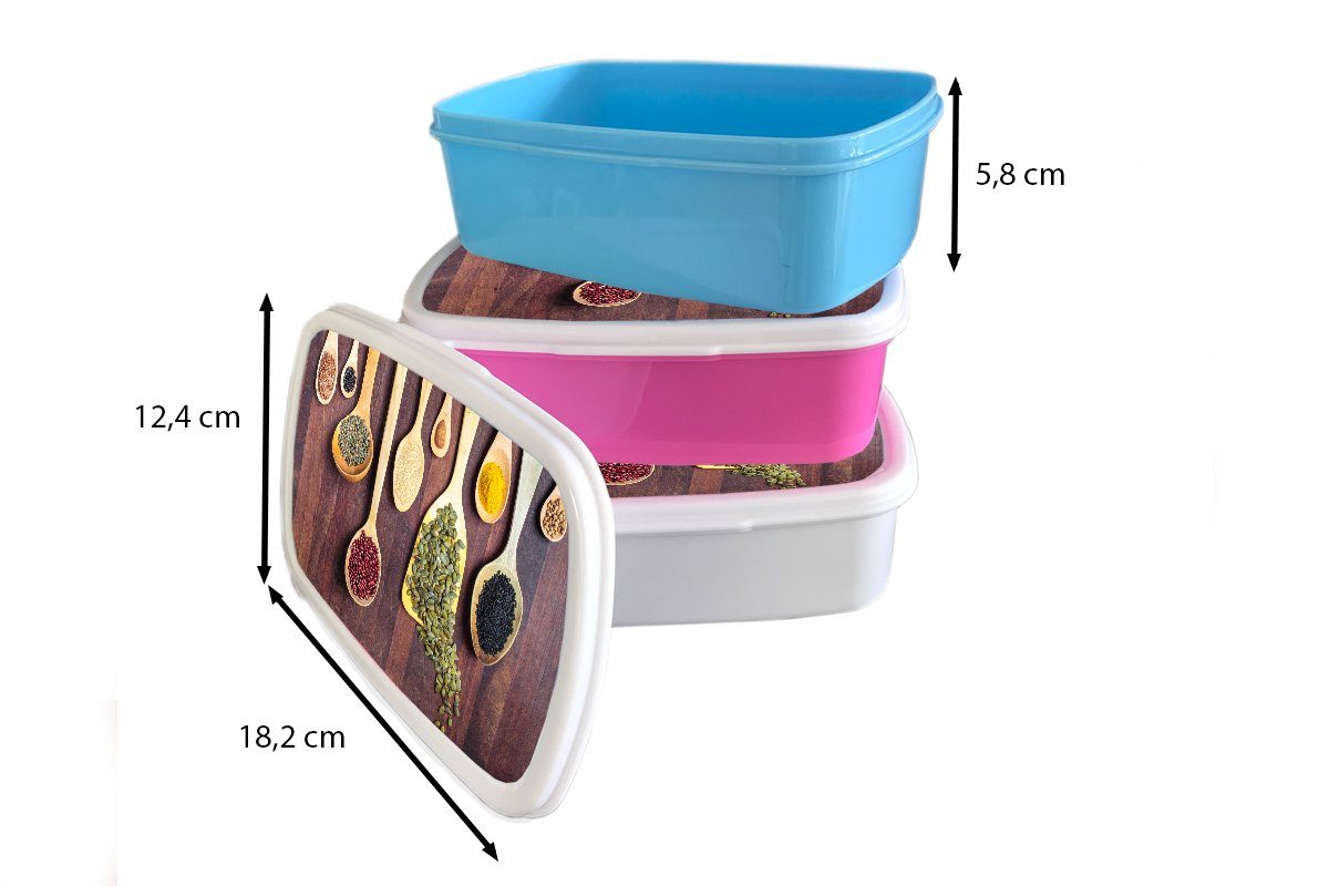 MuchoWow Lunchbox Verschiedene Kräuter Brotbox Löffeln, Brotdose, für Mädchen Jungs für weiß Erwachsene, und und Kinder (2-tlg), Kunststoff, auf