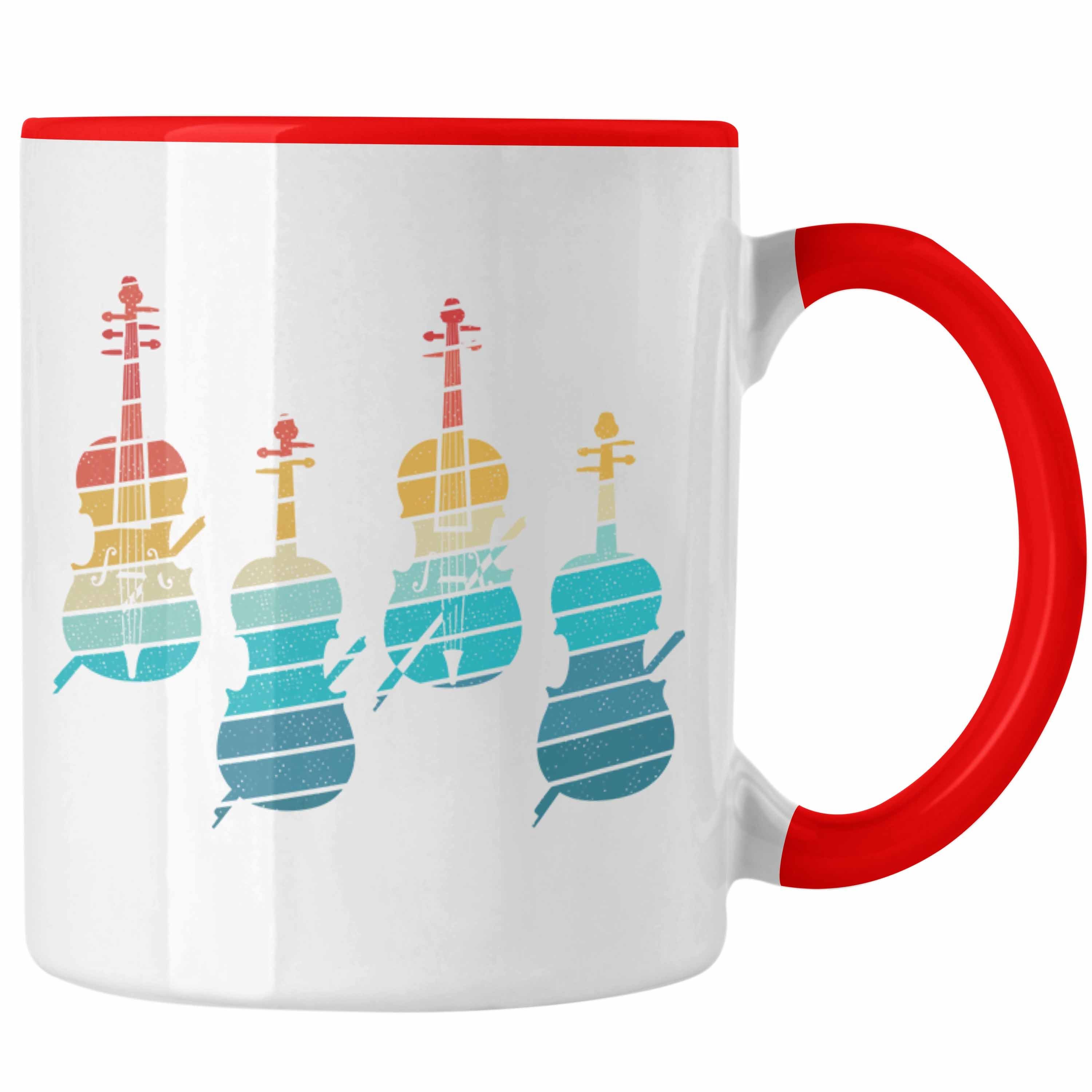 Trendation Tasse Geigenspieler Geschenk Tasse Geigenspielerin Kaffee-Becher Geigen Graf Rot