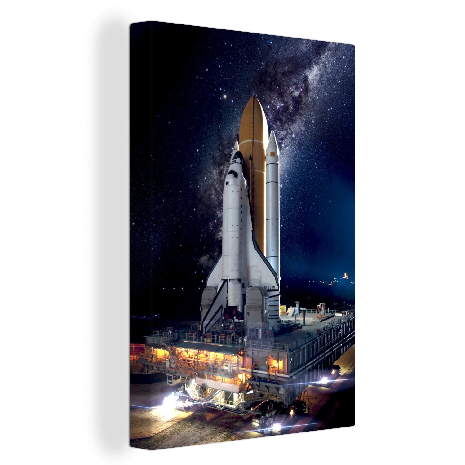 OneMillionCanvasses® Leinwandbild Rakete - Weltraum - Sterne, (1 St), Leinwandbild fertig bespannt inkl. Zackenaufhänger, Gemälde, 20x30 cm