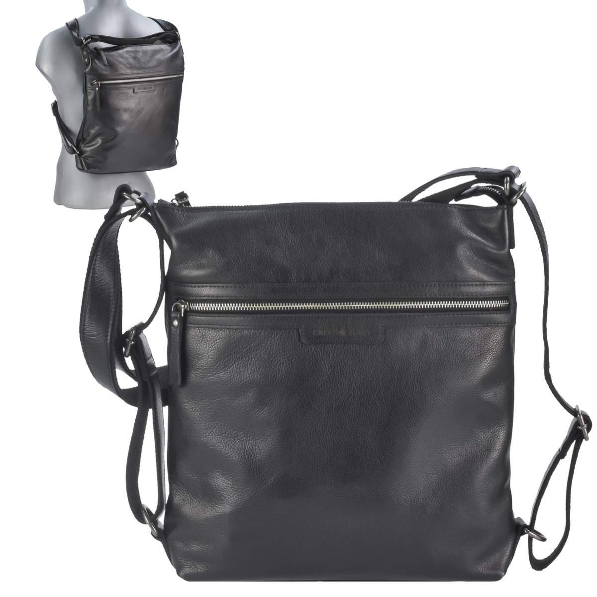 Greenburry Umhängetasche Soft Washed, Schultertasche 31x34cm mit 2in1 Funktion, als Tasche oder Rucksack zu tragen