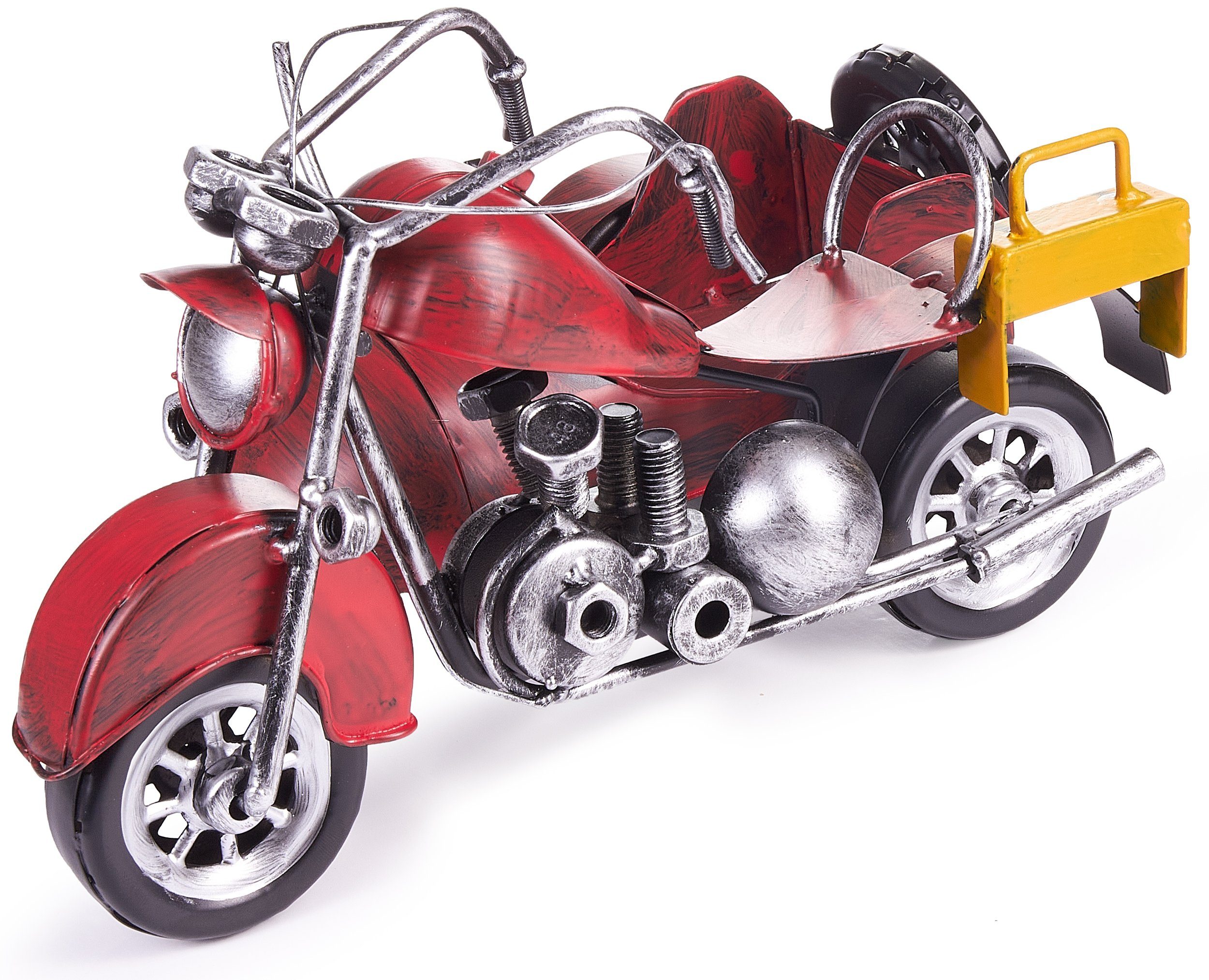 BRUBAKER Weinflaschenhalter Motorrad mit Beiwagen Rot Flaschenhalter, (inklusive Grußkarte), Weinhalter Metall Skulptur, Wein Geschenk – Bild 3 von 5