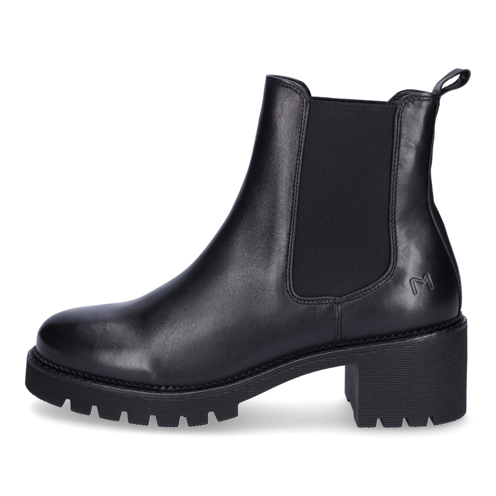 MIDS MARA Damen Stiefelette Glattleder Schwarz, Blockabsatz 5,5 cm, Schaft 14,5 cm & Textilfutter