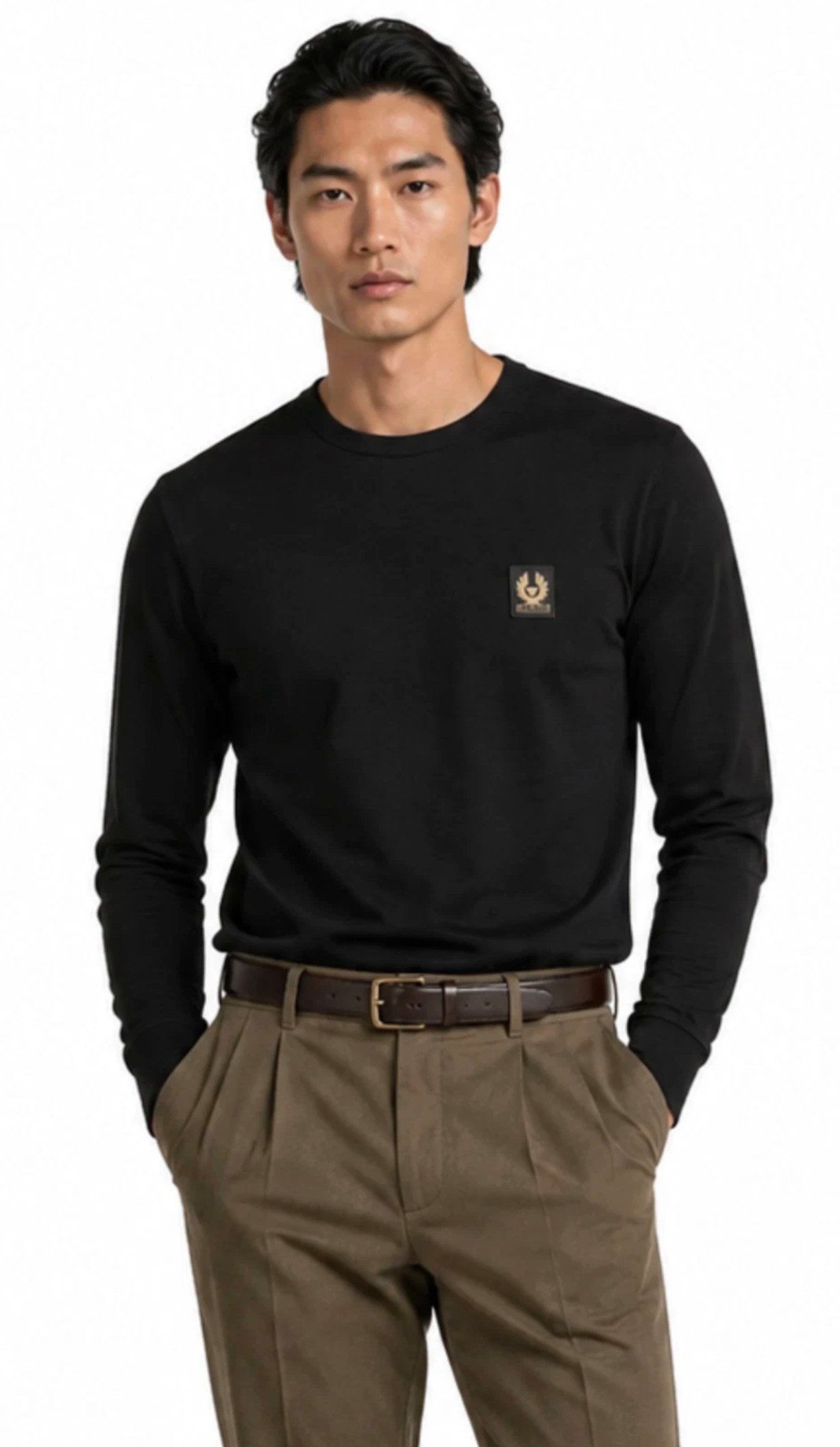 Belstaff Longsleeve T-Shirt London Retro Phoenix Patch Iconic Tee Modern Cut (1-tlg) Ideal für Alltag, Business Casual und Freizeit