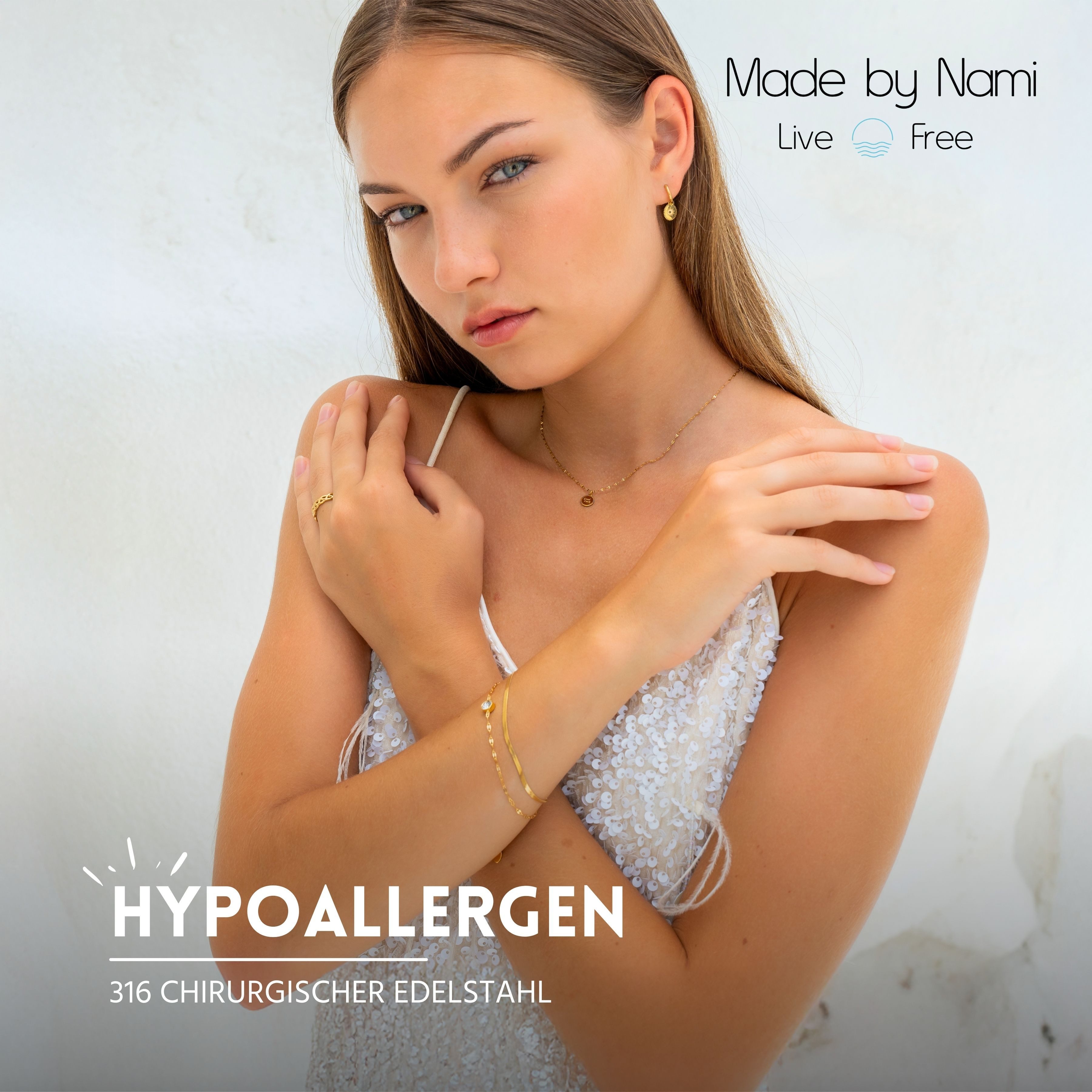 Made by Nami Edelstahlarmband Zweireihig in Silber oder Gold aus Chirurg. E günstig online kaufen